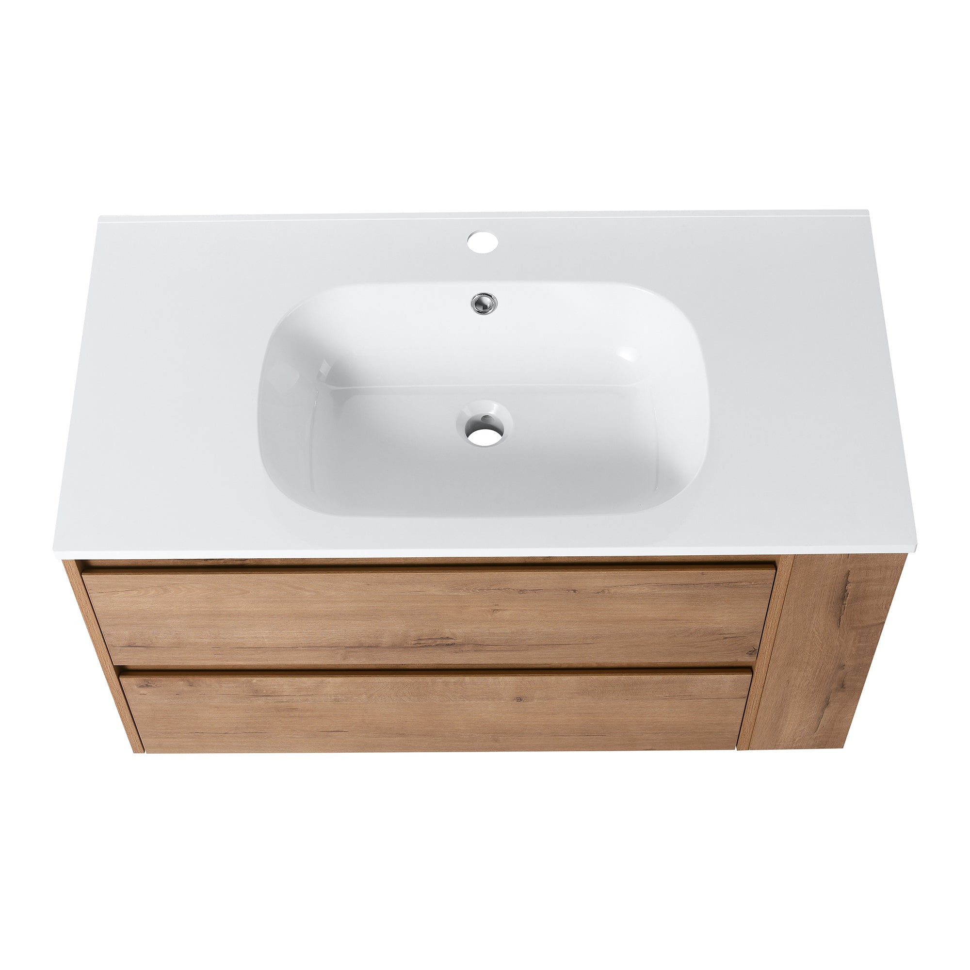 36 Inch Plywood Wall Mounted Bathroom Vanity Set with Integrated Gel Basin