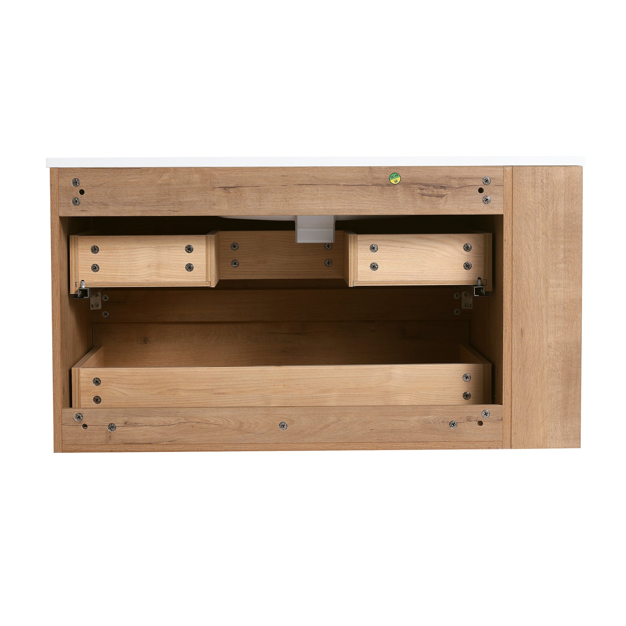 36 Inch Plywood Wall Mounted Bathroom Vanity Set with Integrated Gel Basin