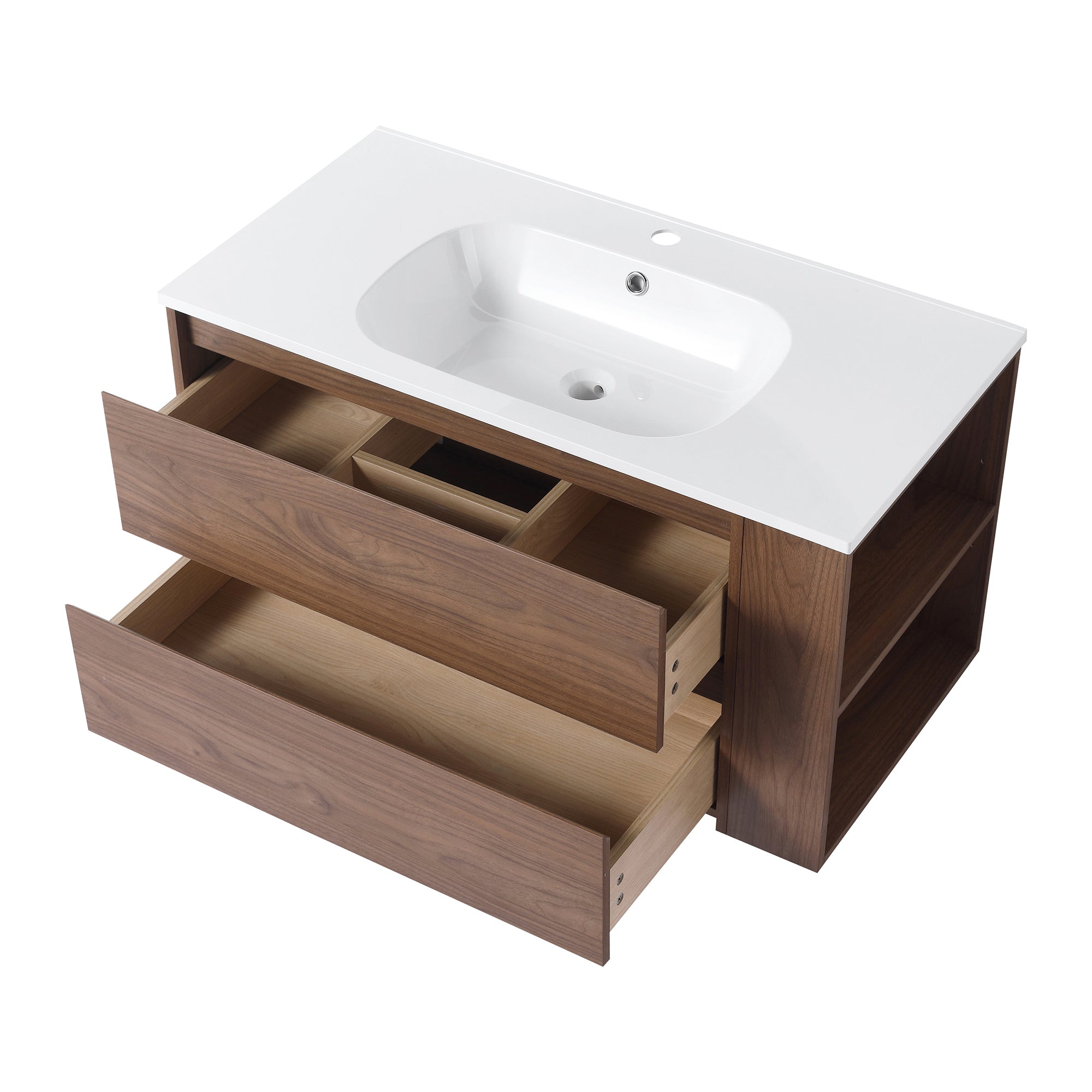 36 Inch Plywood Wall Mounted Bathroom Vanity Set with Integrated Gel Basin