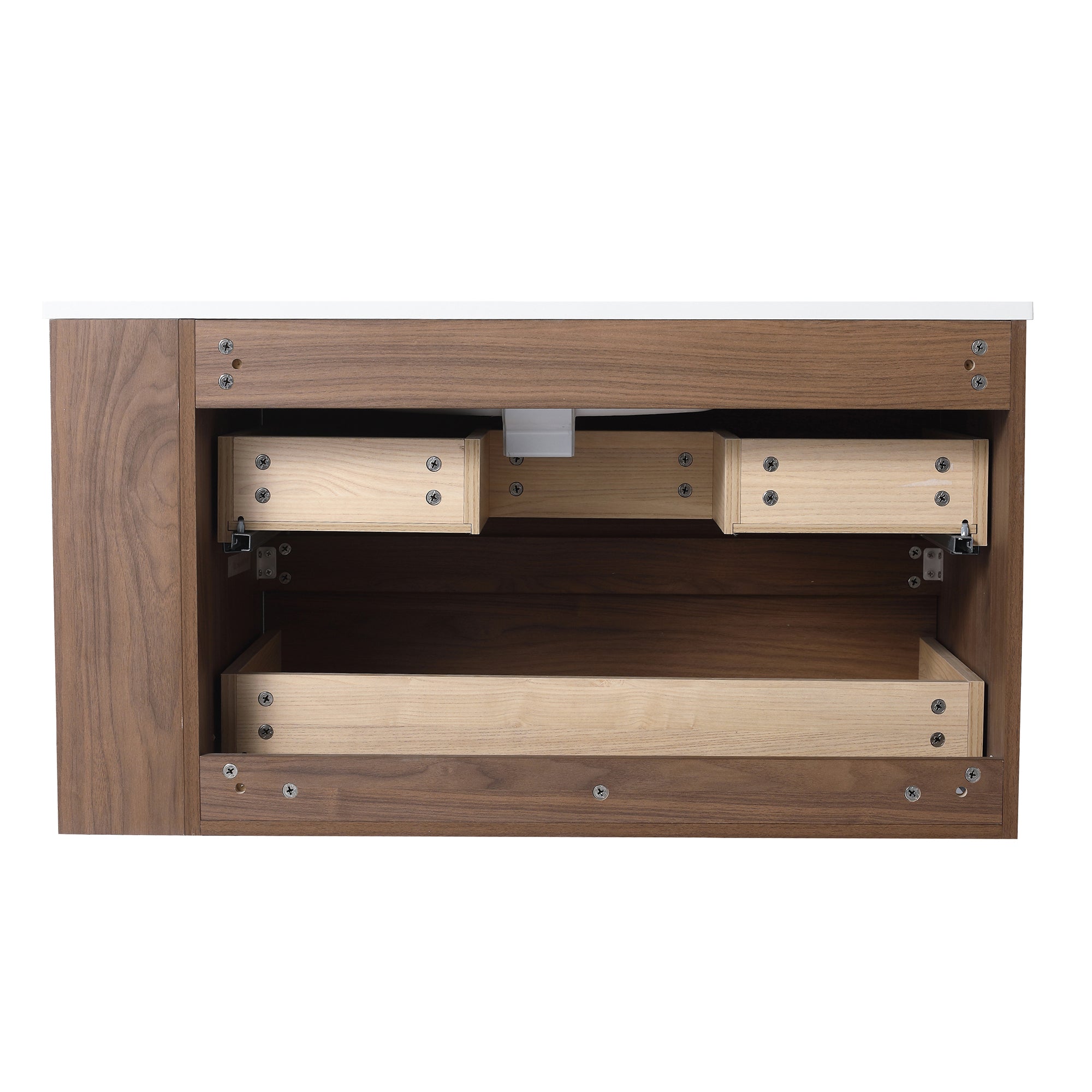36 Inch Plywood Wall Mounted Bathroom Vanity Set with Integrated Gel Basin