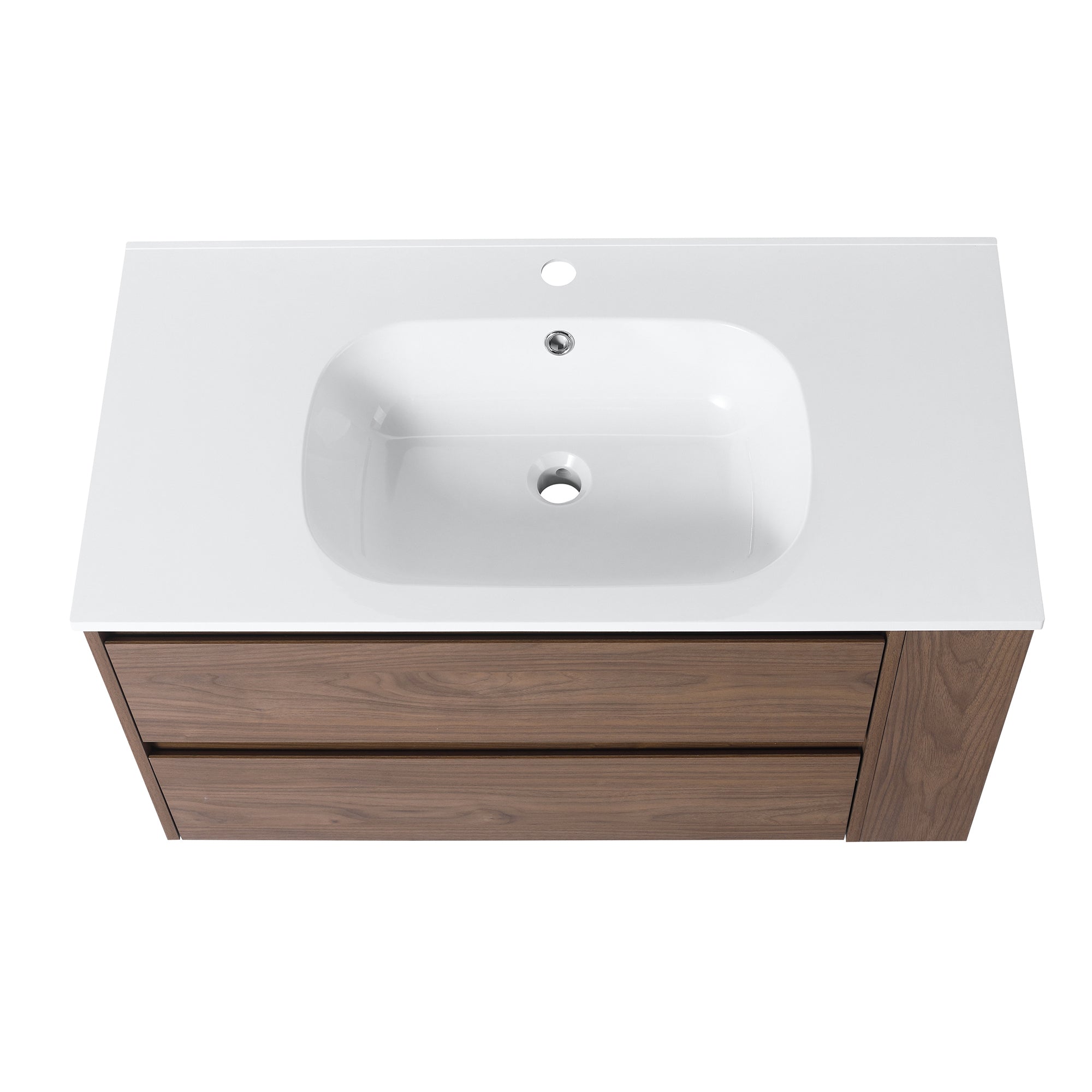 36 Inch Plywood Wall Mounted Bathroom Vanity Set with Integrated Gel Basin