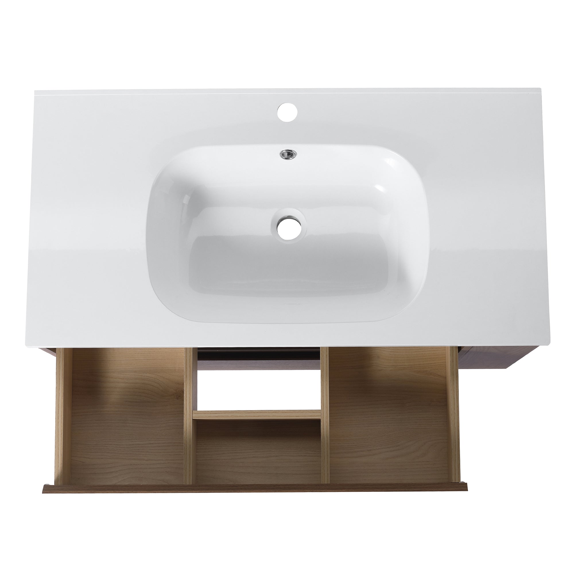 36 Inch Plywood Wall Mounted Bathroom Vanity Set with Integrated Gel Basin