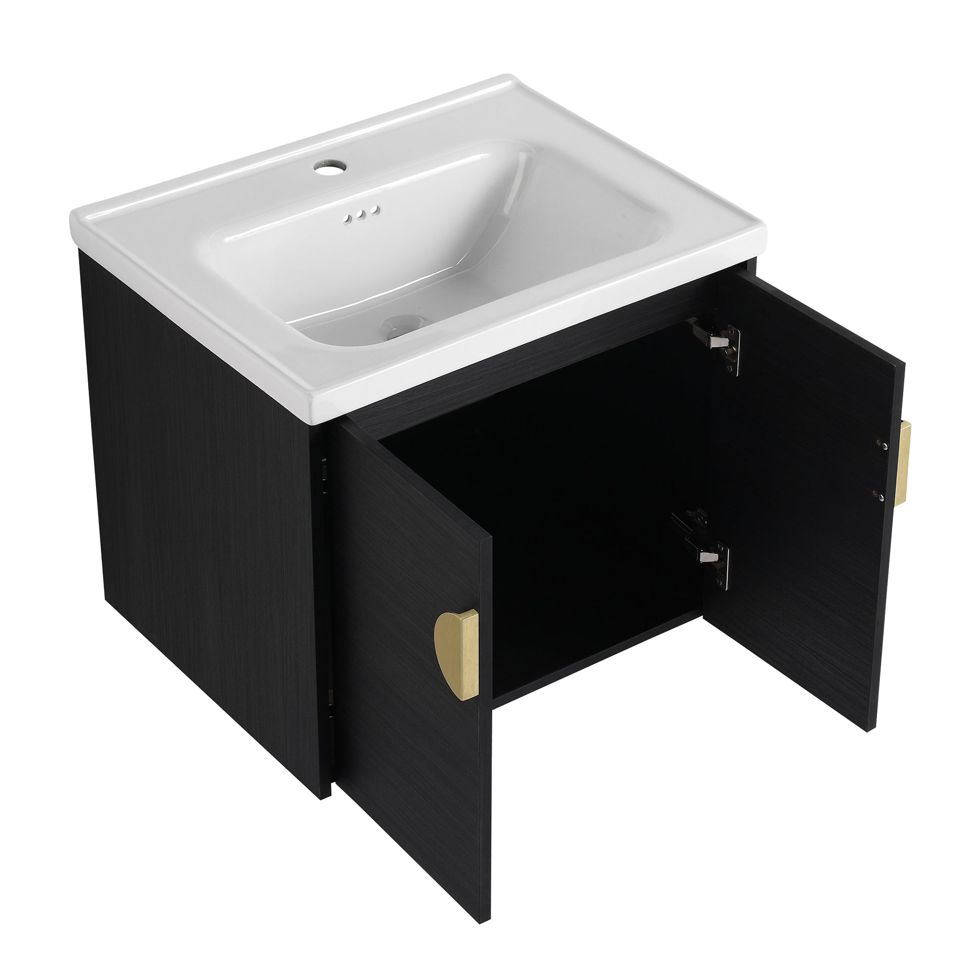 36 Inch Plywood Wall Mounted Bathroom Vanity Set with Integrated Drop-Shaped Resin Sink