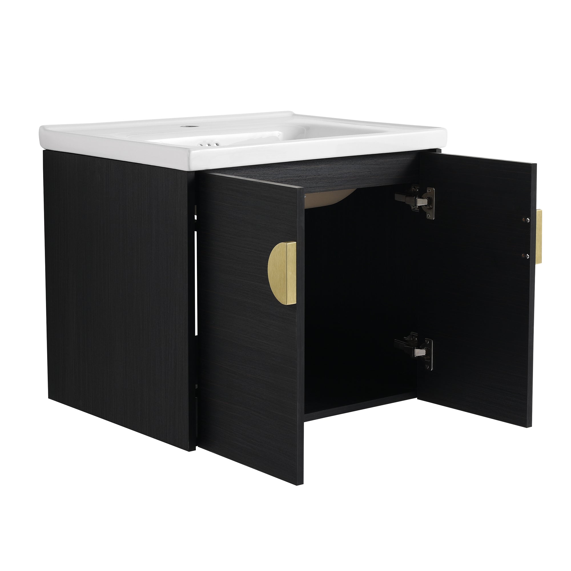 36 Inch Plywood Wall Mounted Bathroom Vanity Set with Integrated Drop-Shaped Resin Sink