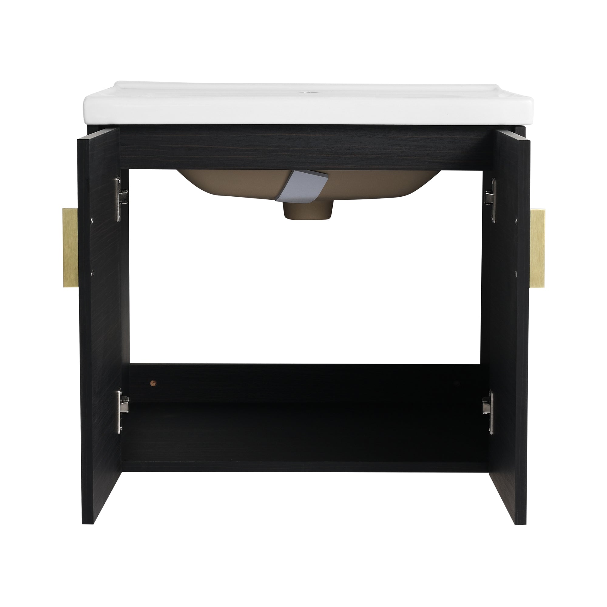36 Inch Plywood Wall Mounted Bathroom Vanity Set with Integrated Drop-Shaped Resin Sink