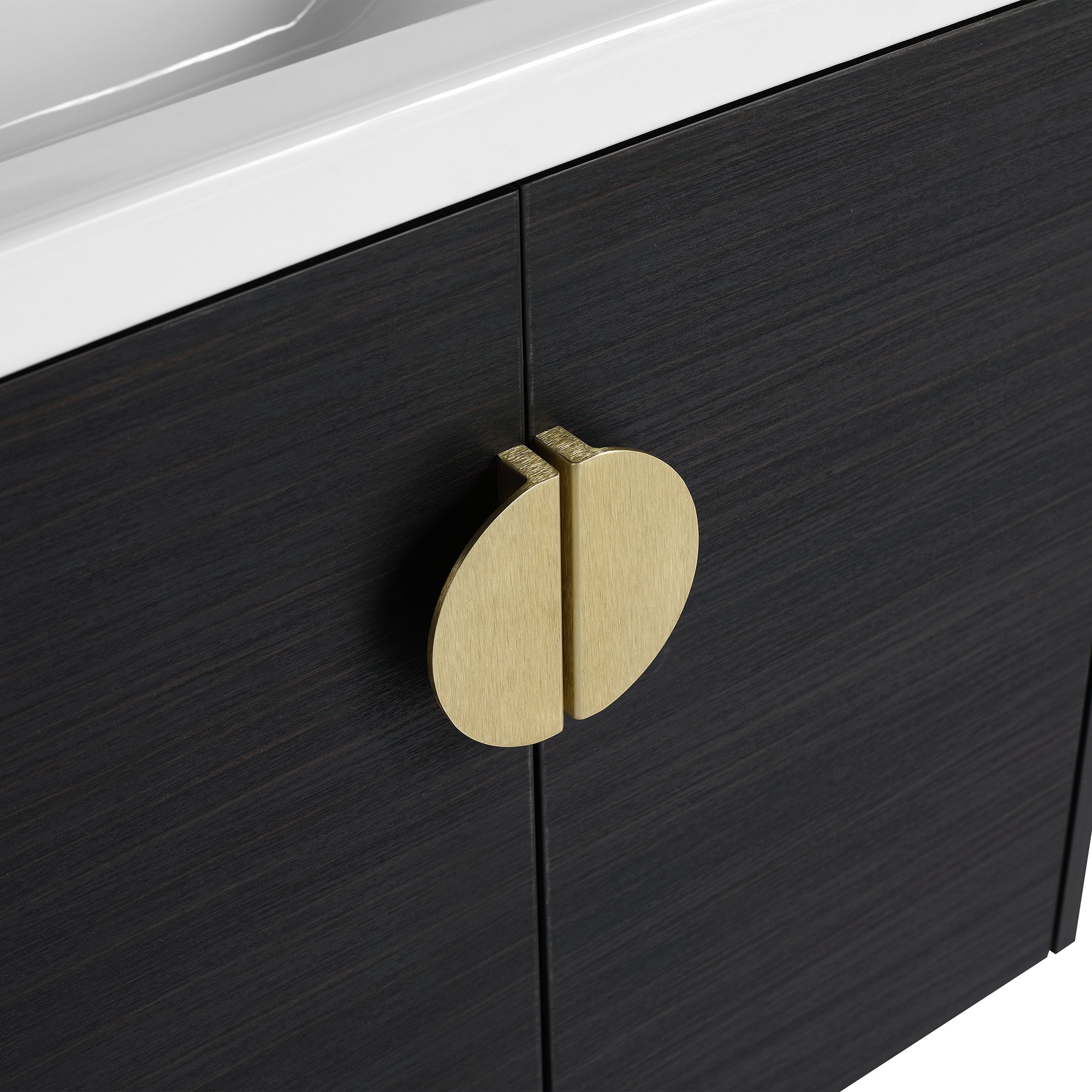 36 Inch Plywood Wall Mounted Bathroom Vanity Set with Integrated Drop-Shaped Resin Sink