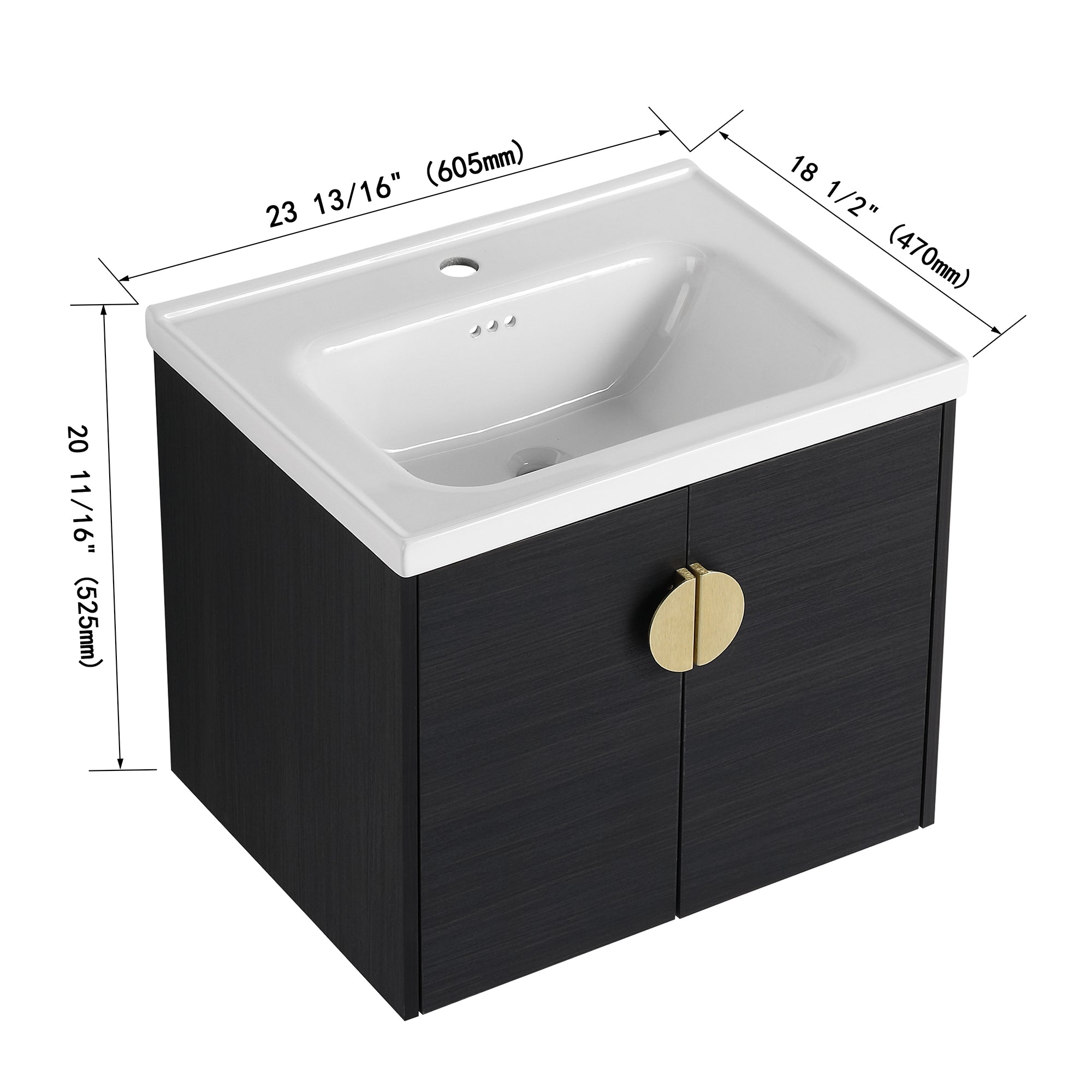 36 Inch Plywood Wall Mounted Bathroom Vanity Set with Integrated Drop-Shaped Resin Sink