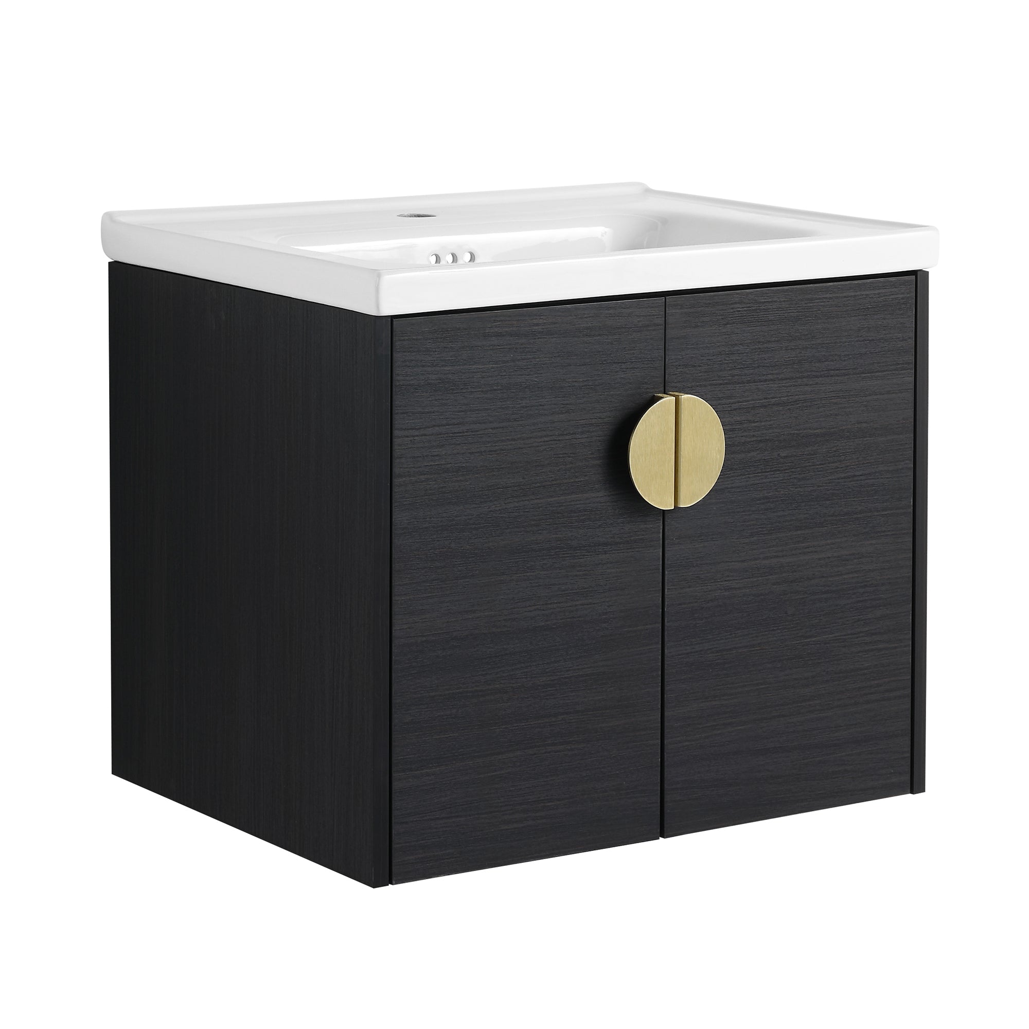 36 Inch Plywood Wall Mounted Bathroom Vanity Set with Integrated Drop-Shaped Resin Sink