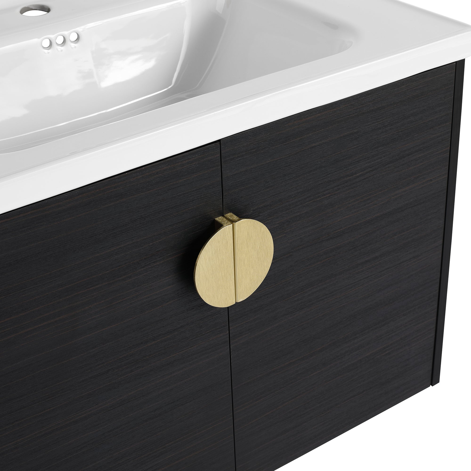 36 Inch Plywood Wall Mounted Bathroom Vanity Set with Integrated Drop-Shaped Resin Sink