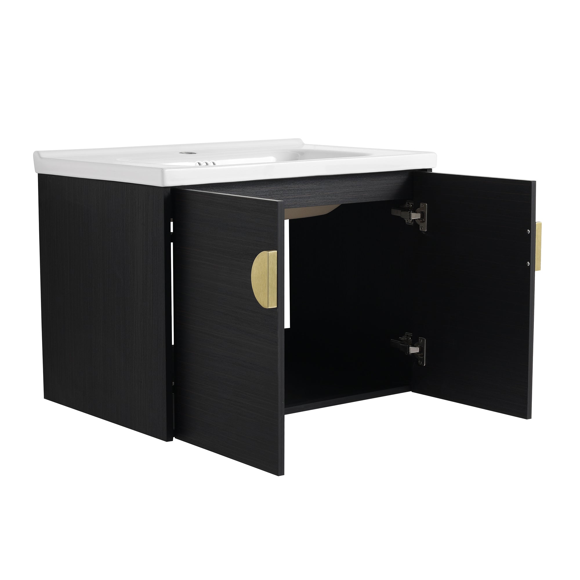 36 Inch Plywood Wall Mounted Bathroom Vanity Set with Integrated Drop-Shaped Resin Sink