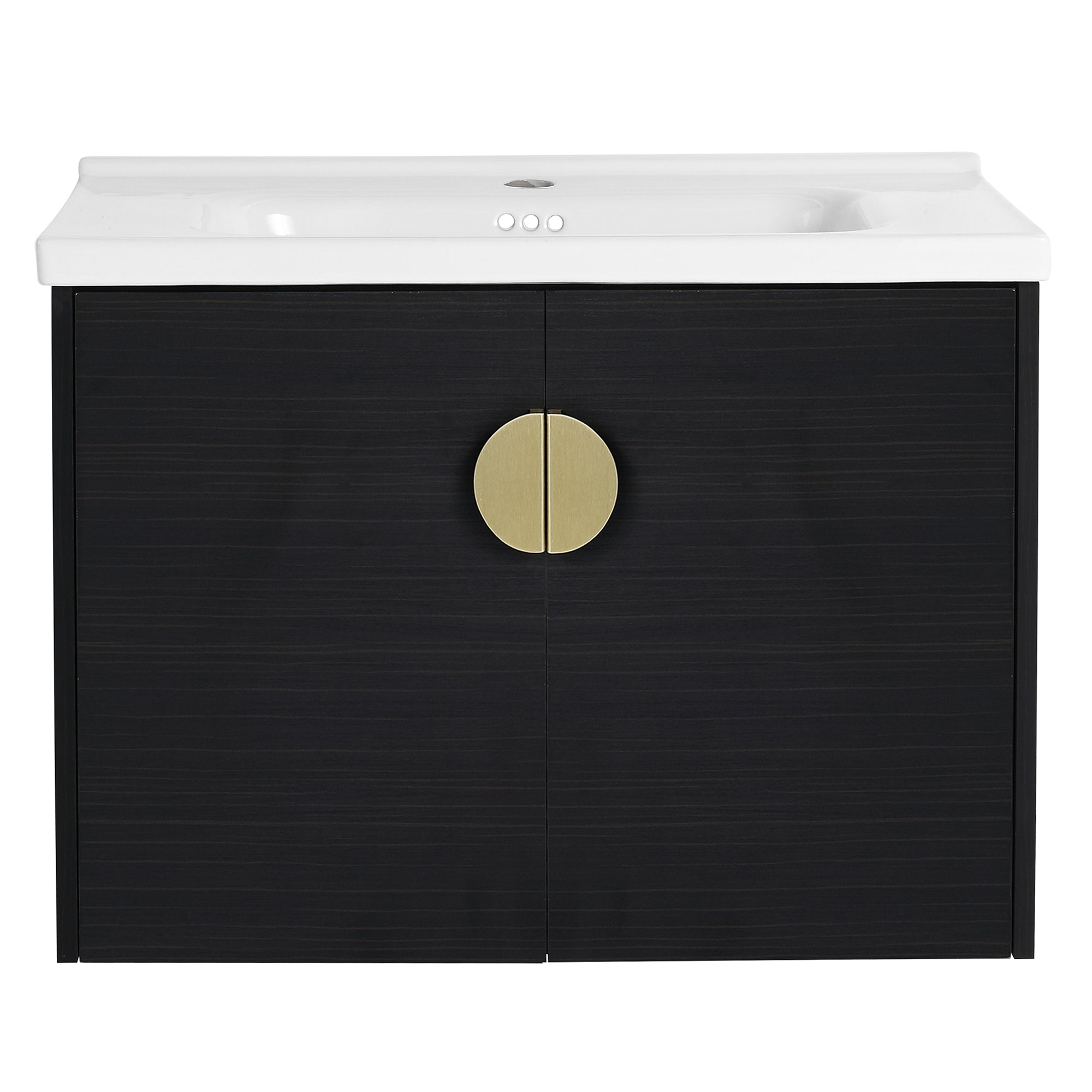 36 Inch Plywood Wall Mounted Bathroom Vanity Set with Integrated Drop-Shaped Resin Sink