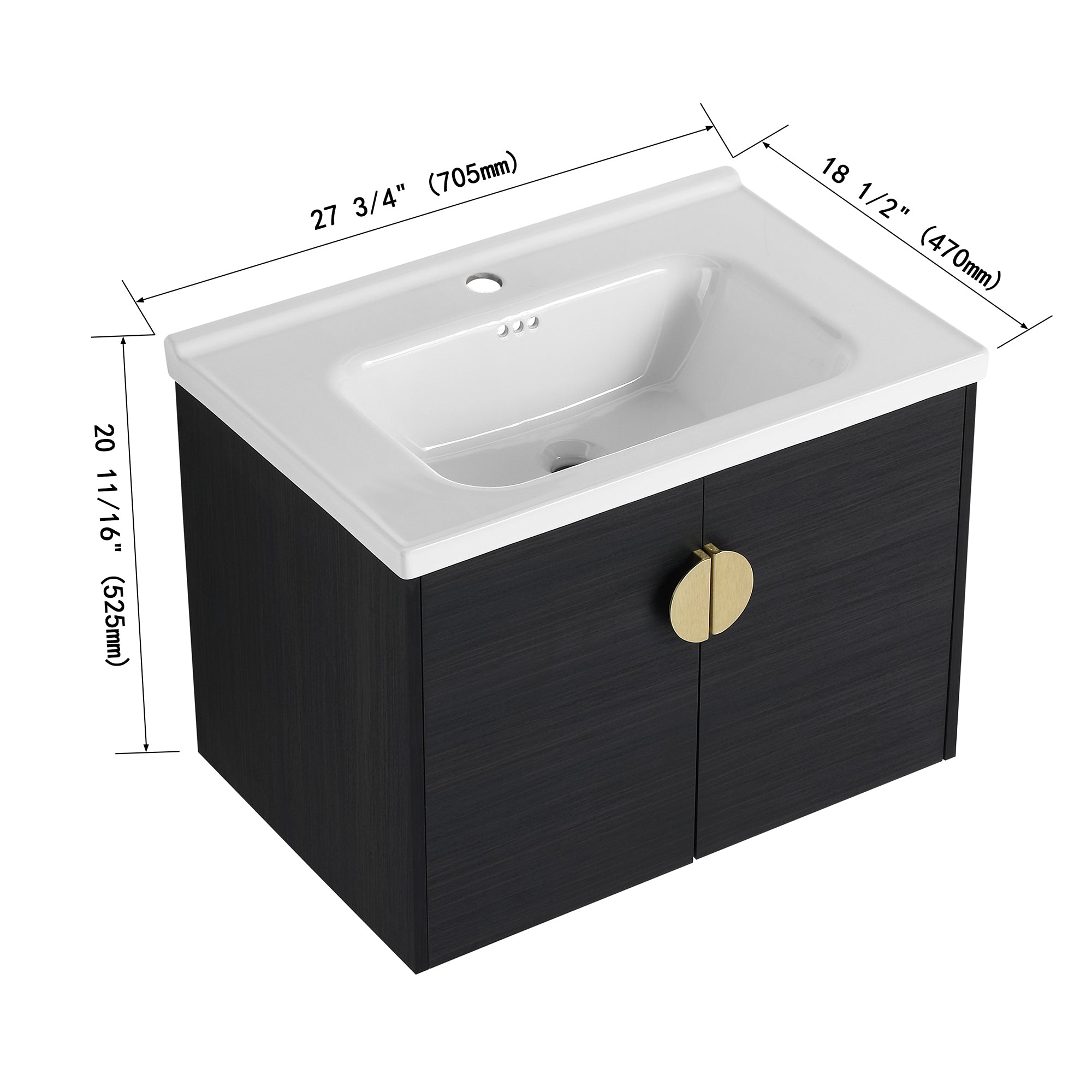 36 Inch Plywood Wall Mounted Bathroom Vanity Set with Integrated Drop-Shaped Resin Sink
