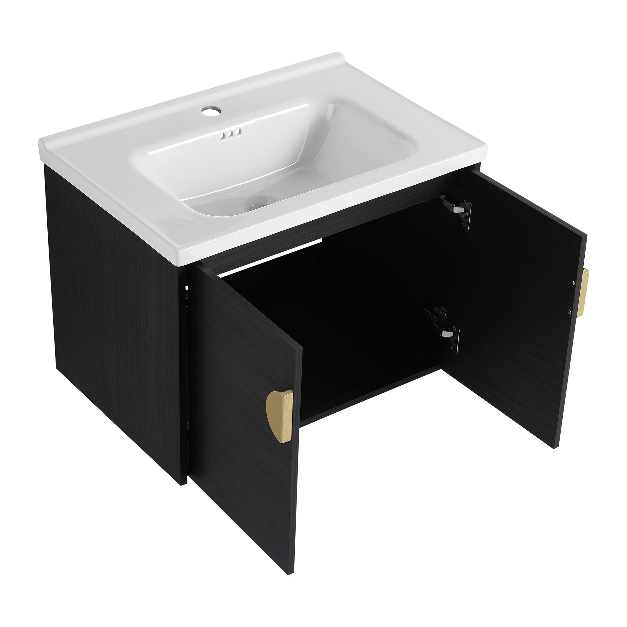 36 Inch Plywood Wall Mounted Bathroom Vanity Set with Integrated Drop-Shaped Resin Sink