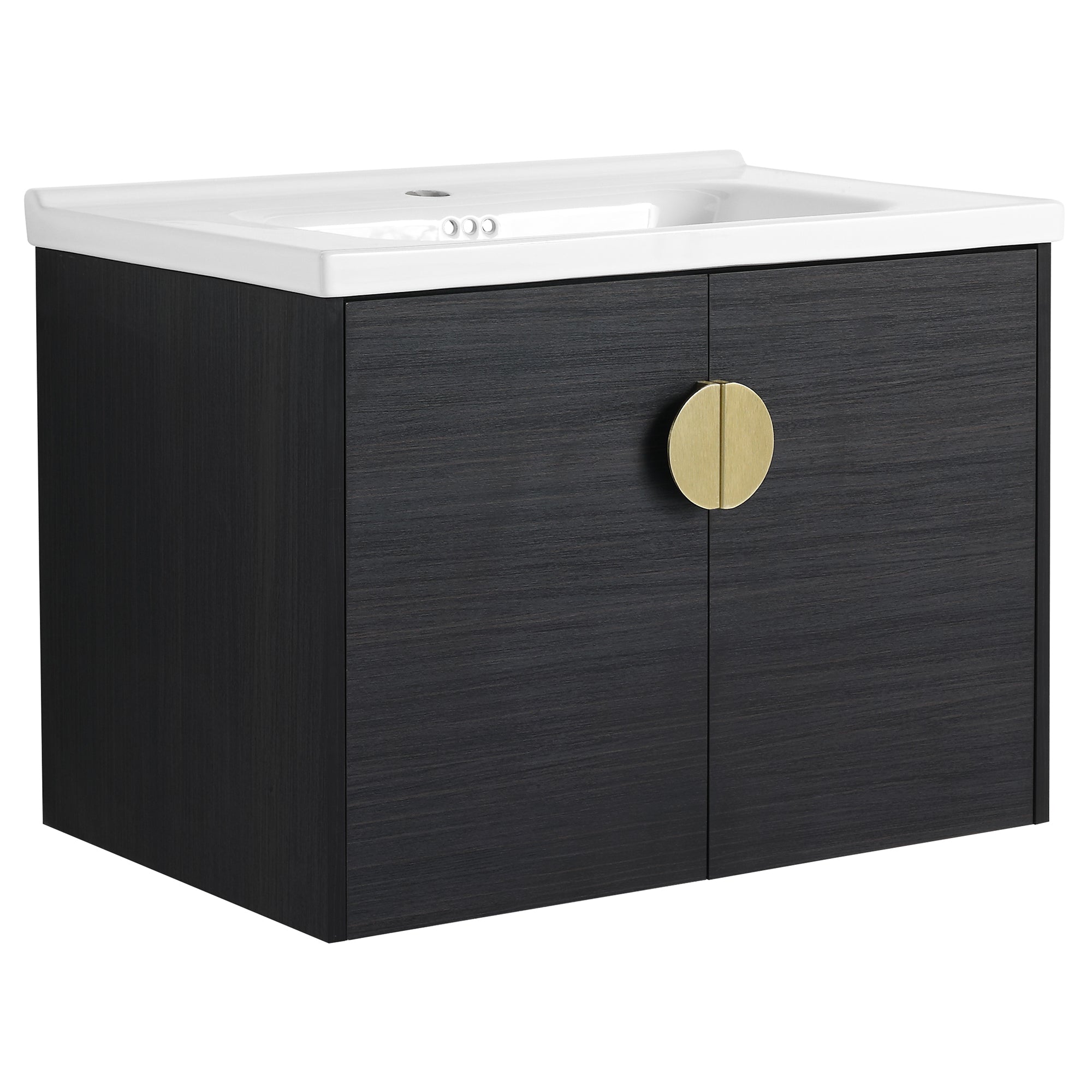 36 Inch Plywood Wall Mounted Bathroom Vanity Set with Integrated Drop-Shaped Resin Sink