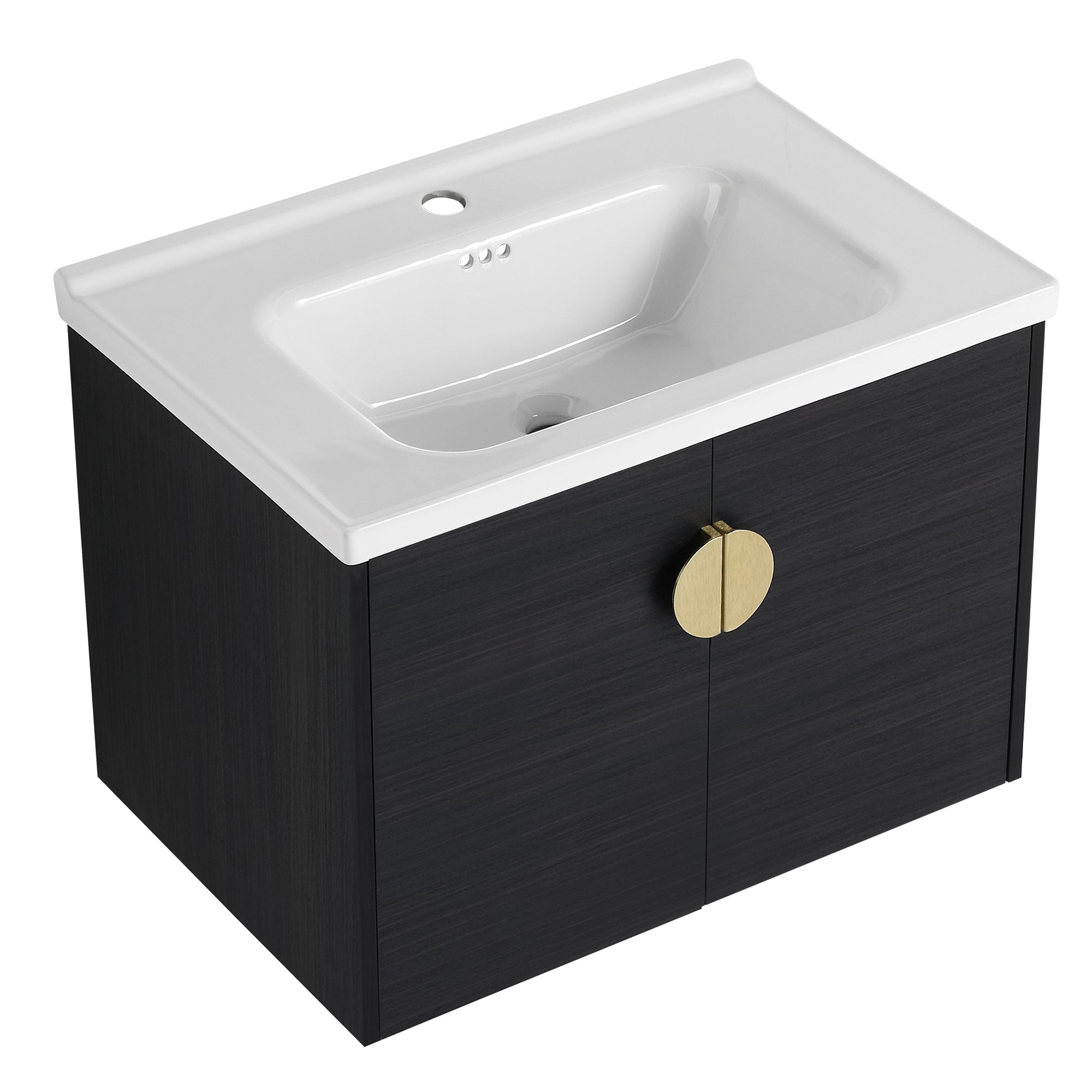 36 Inch Plywood Wall Mounted Bathroom Vanity Set with Integrated Drop-Shaped Resin Sink