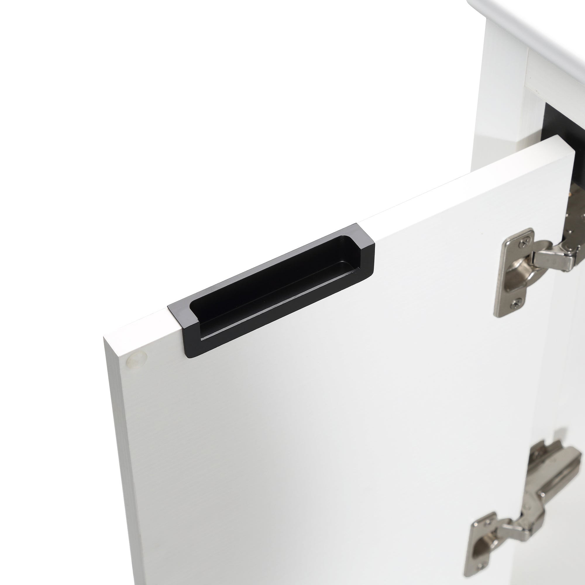 24 Inch Plywood Freestanding Bathroom Vanity Set with Integrated Resin Basin and Open Shelf