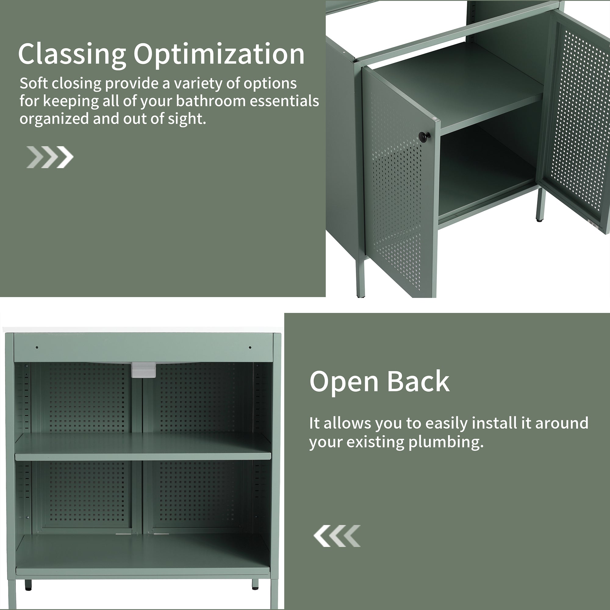 30 Inch Steel Freestanding Bathroom Vanity Set with Integrated Resin Basin and Door