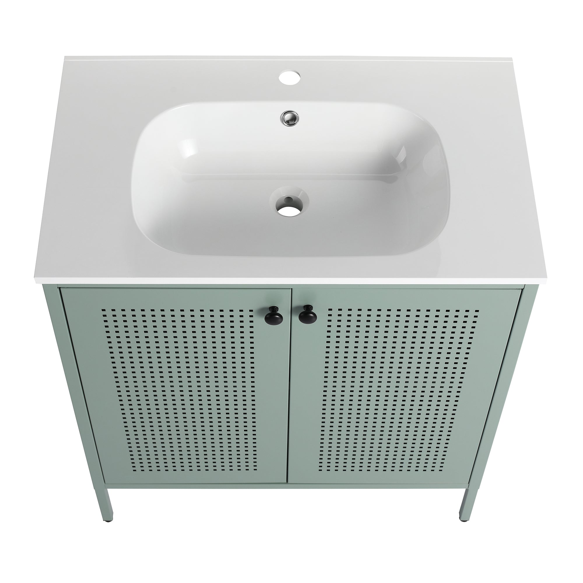 30 Inch Steel Freestanding Bathroom Vanity Set with Integrated Resin Basin and Door