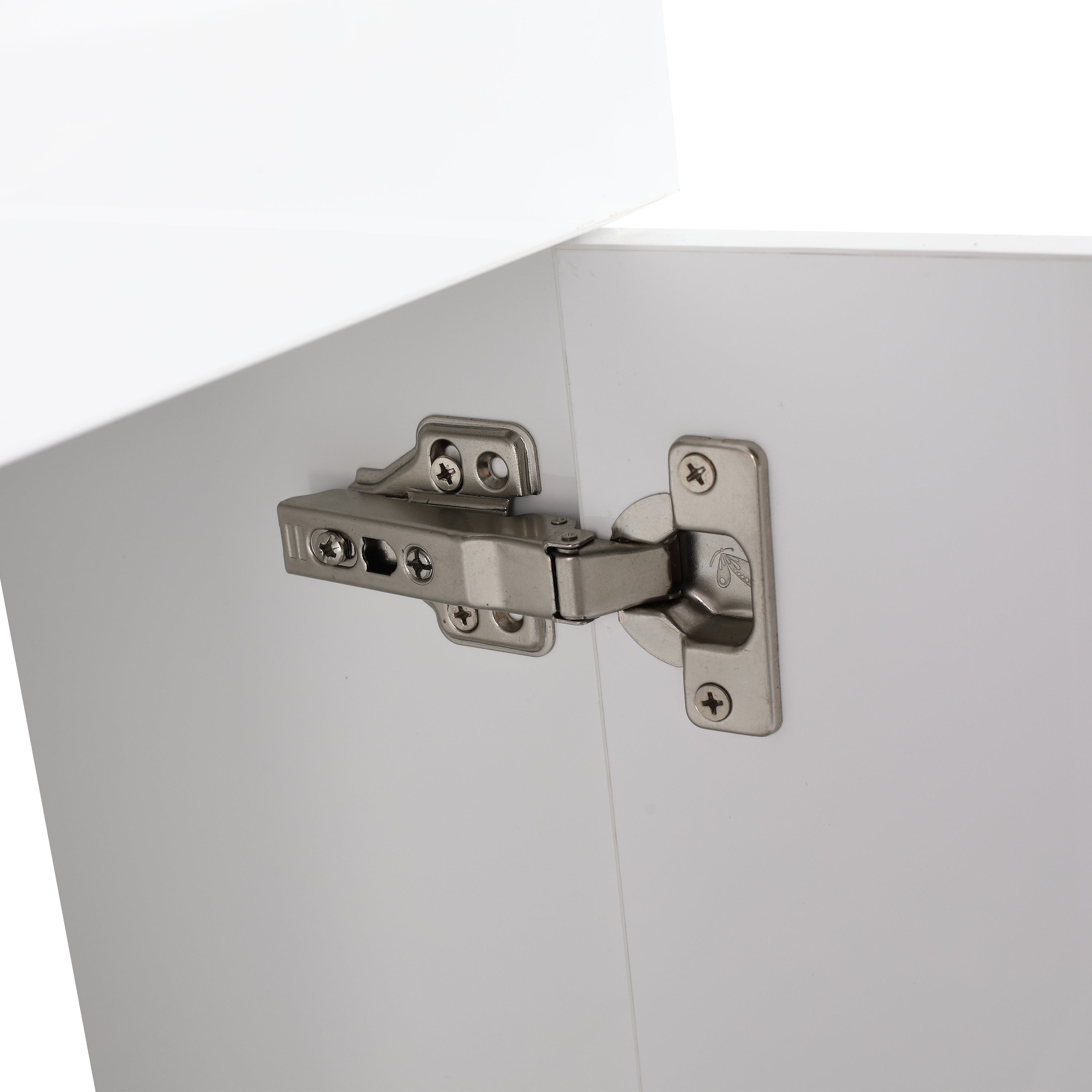 17 in.W Wall-Mounted Plywood Bathroom Vanity in Gloss White with Ceramic Sink