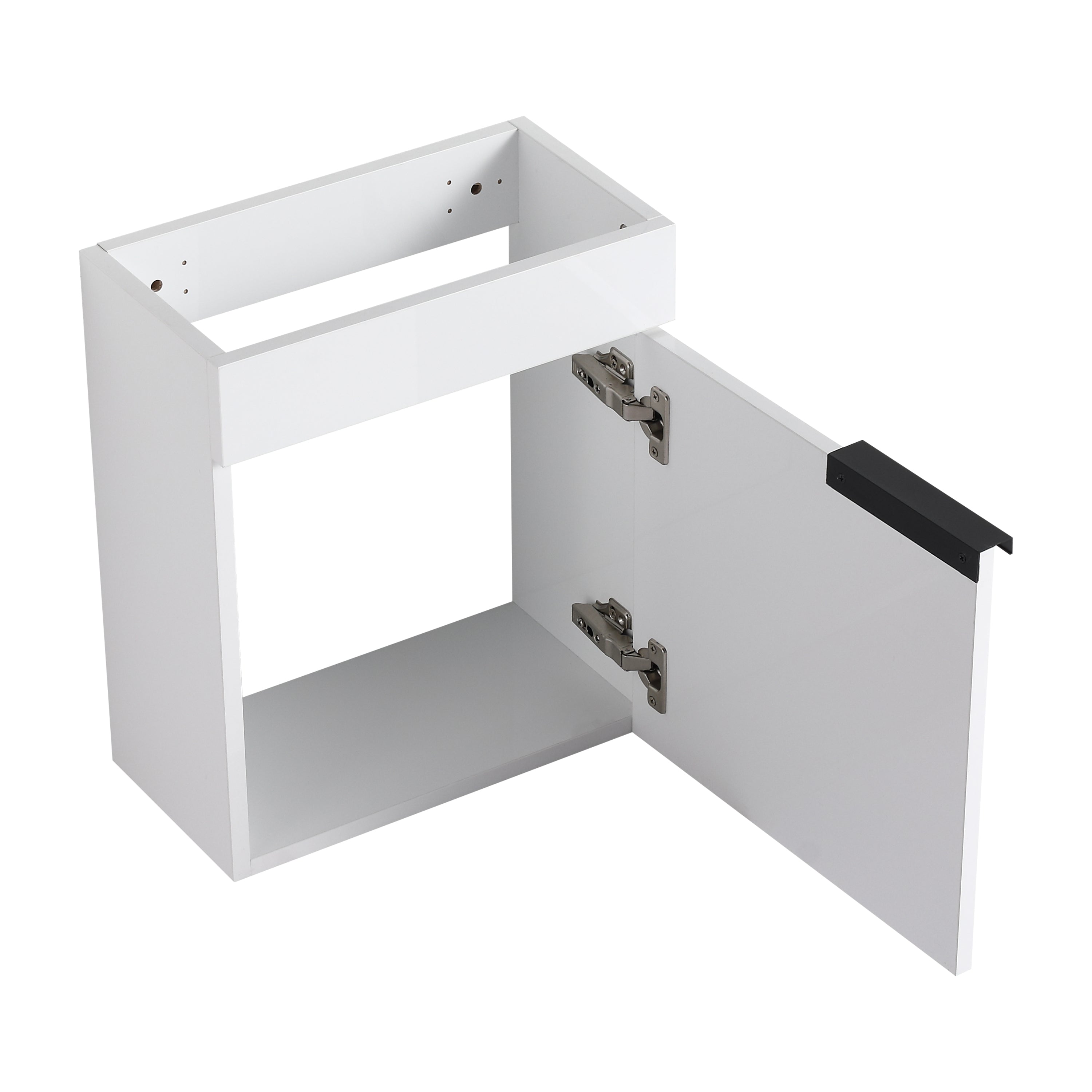 17 in.W Wall-Mounted Plywood Bathroom Vanity in Gloss White with Ceramic Sink