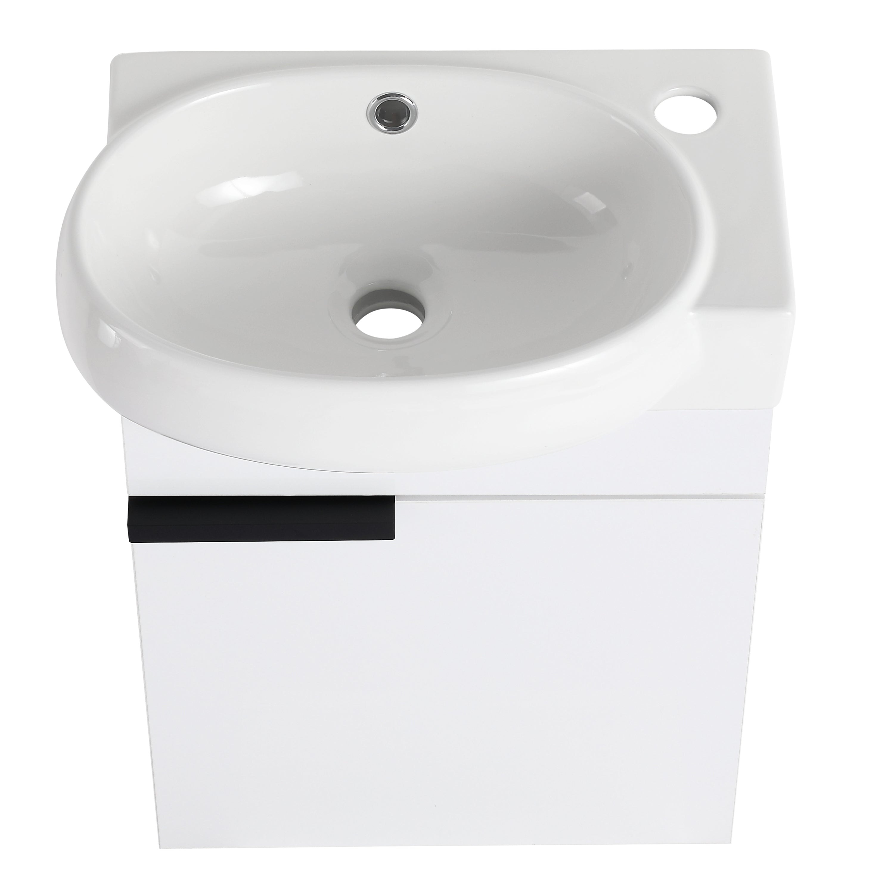 17 in.W Wall-Mounted Plywood Bathroom Vanity in Gloss White with Ceramic Sink