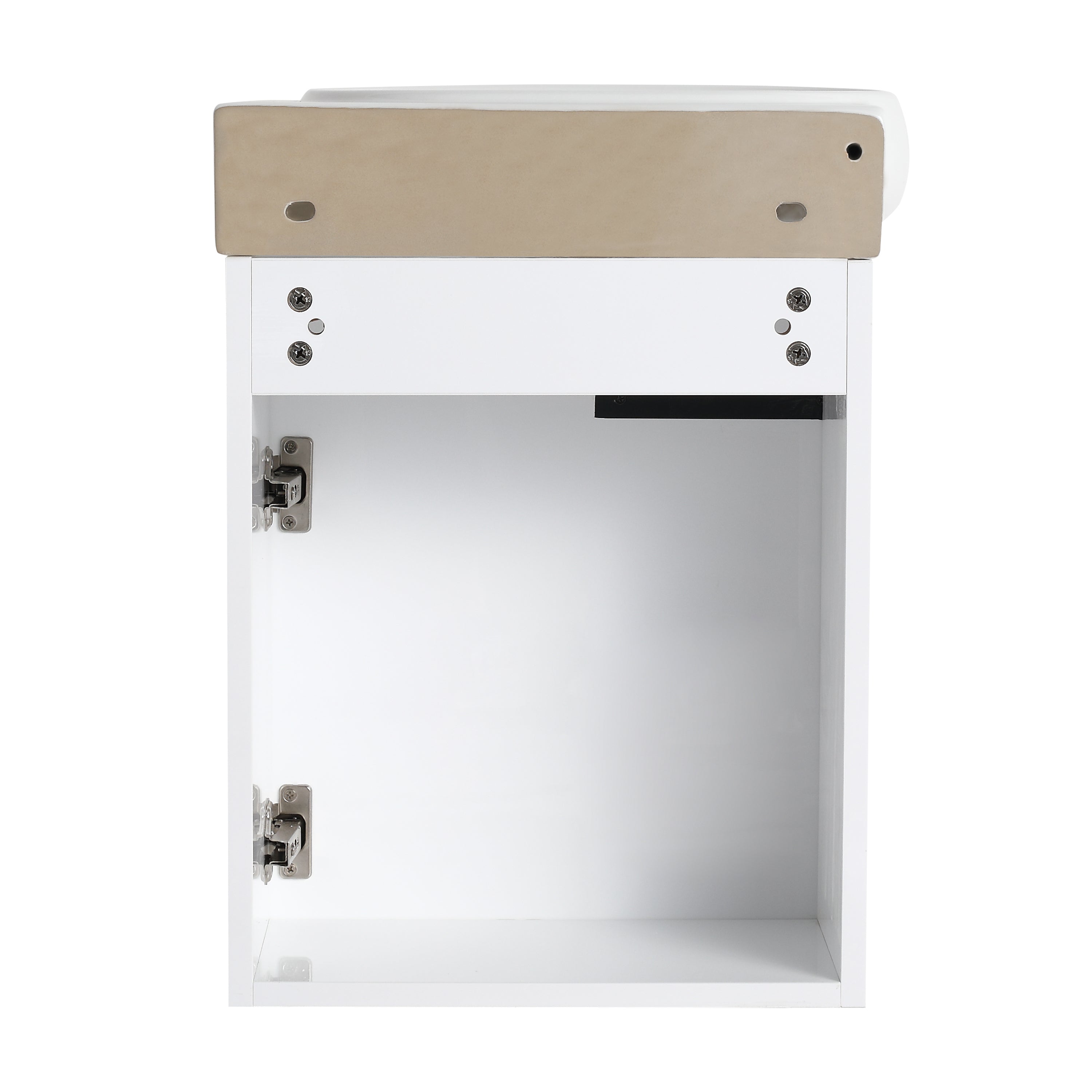 17 in.W Wall-Mounted Plywood Bathroom Vanity in Gloss White with Ceramic Sink