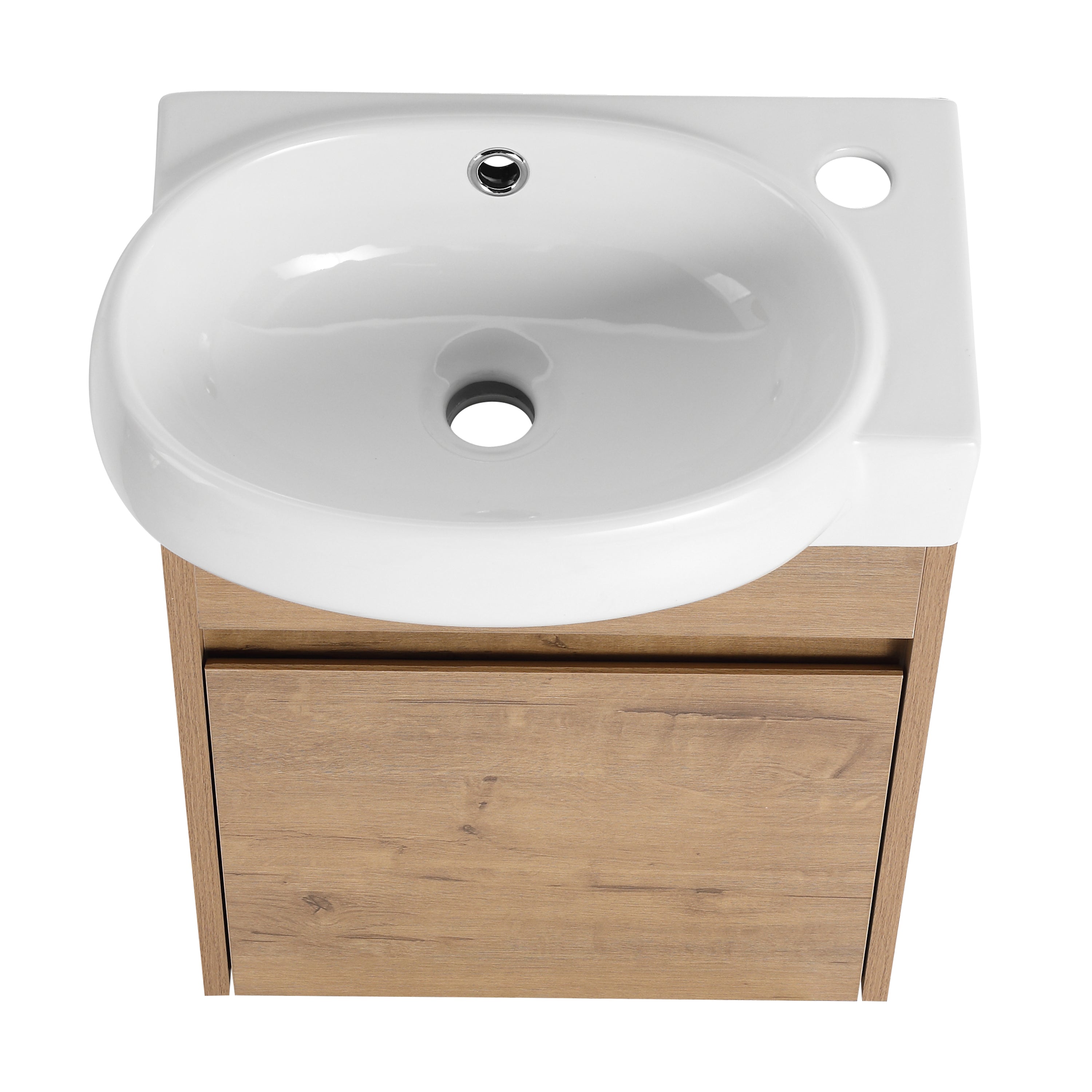 17 in.W Wall-Mounted Plywood Bathroom Vanity in Gloss White with Ceramic Sink