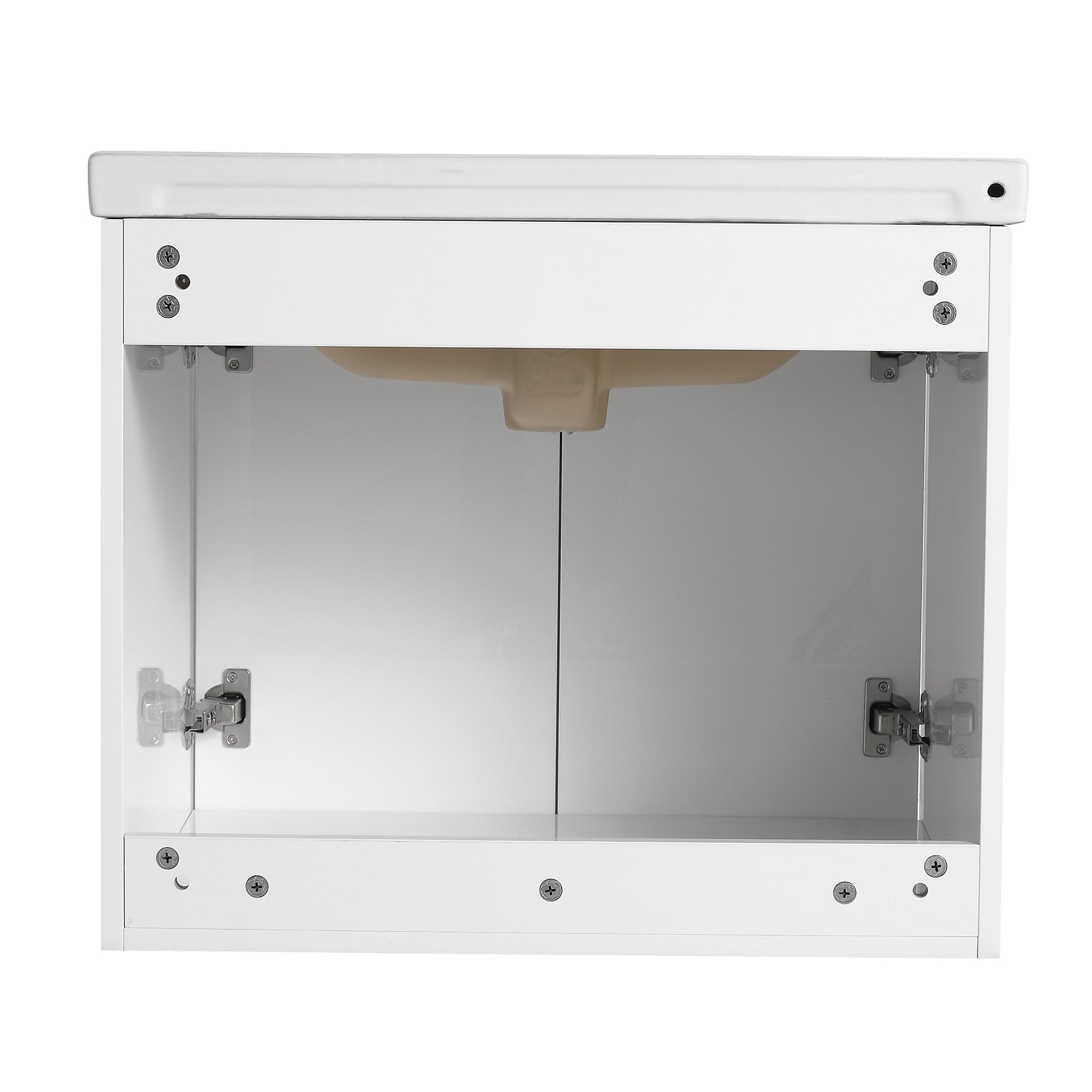 24"/28" inch Wall Mounted Bathroom Vanity Set in White with Integrated Ceramic Sink