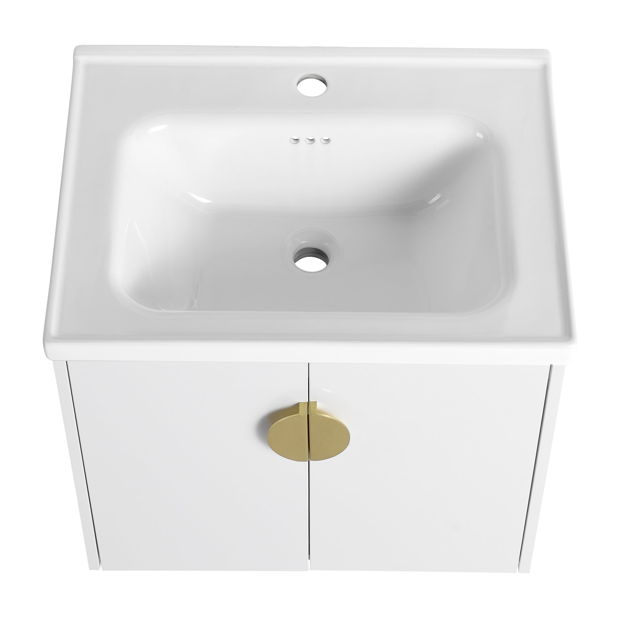 24"/28" inch Wall Mounted Bathroom Vanity Set in White with Integrated Ceramic Sink
