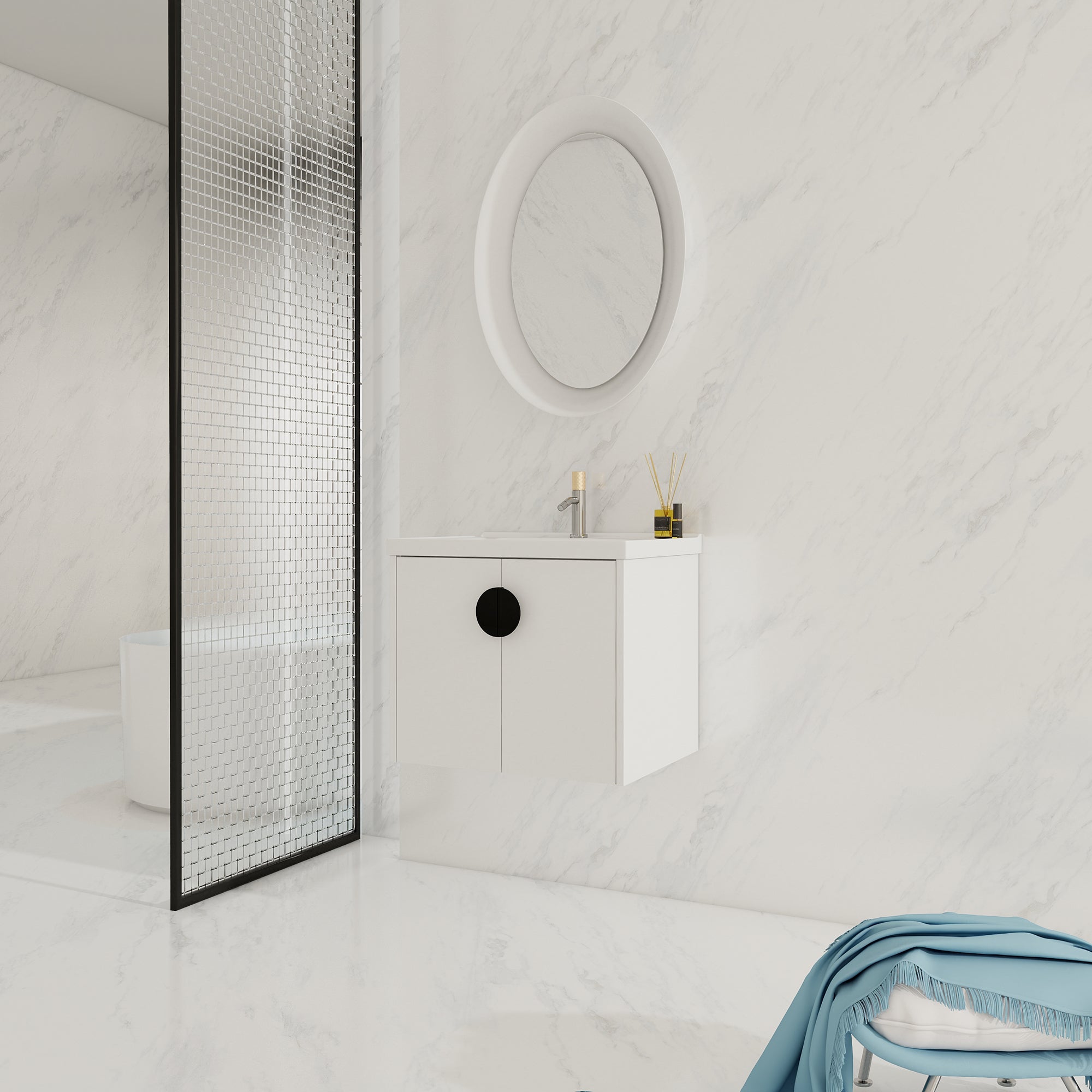 24"/28" inch Wall Mounted Bathroom Vanity Set in White with Integrated Ceramic Sink