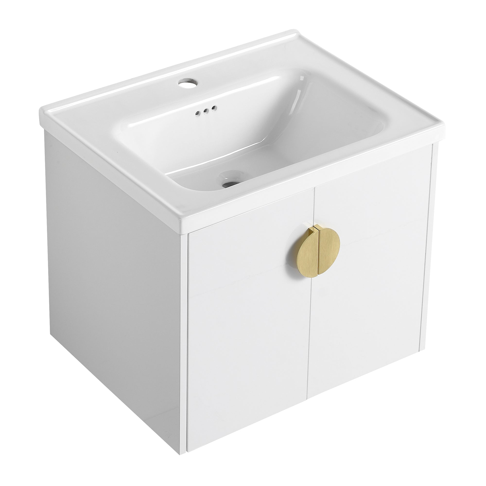 24"/28" inch Wall Mounted Bathroom Vanity Set in White with Integrated Ceramic Sink