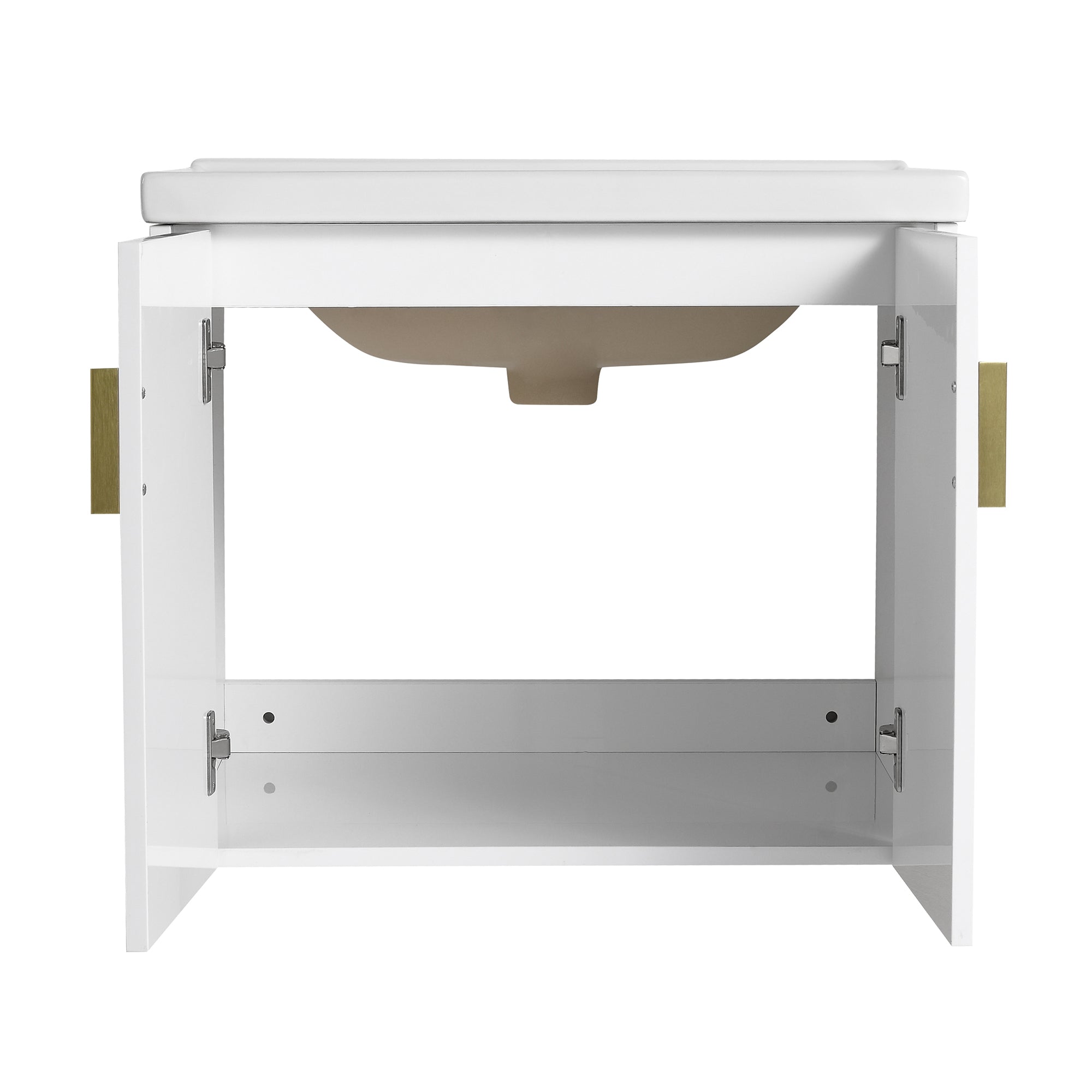 24"/28" inch Wall Mounted Bathroom Vanity Set in White with Integrated Ceramic Sink