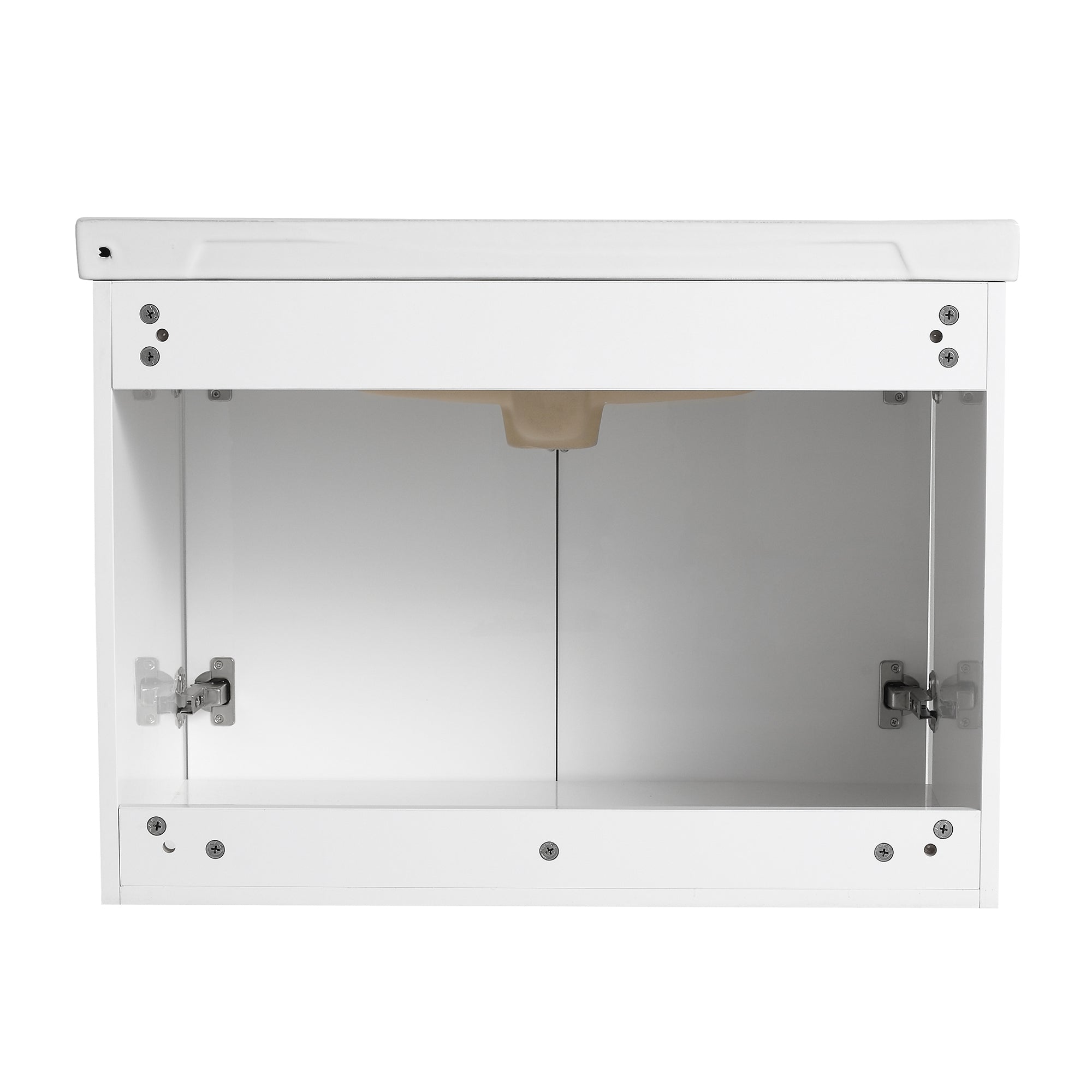 24"/28" inch Wall Mounted Bathroom Vanity Set in White with Integrated Ceramic Sink