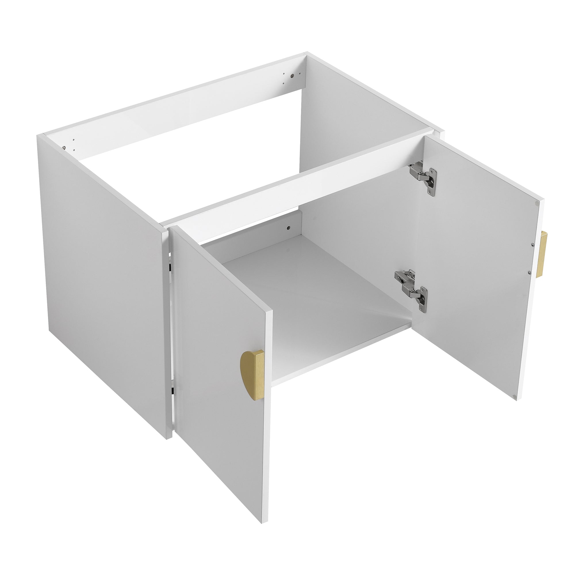 24"/28" inch Wall Mounted Bathroom Vanity Set in White with Integrated Ceramic Sink