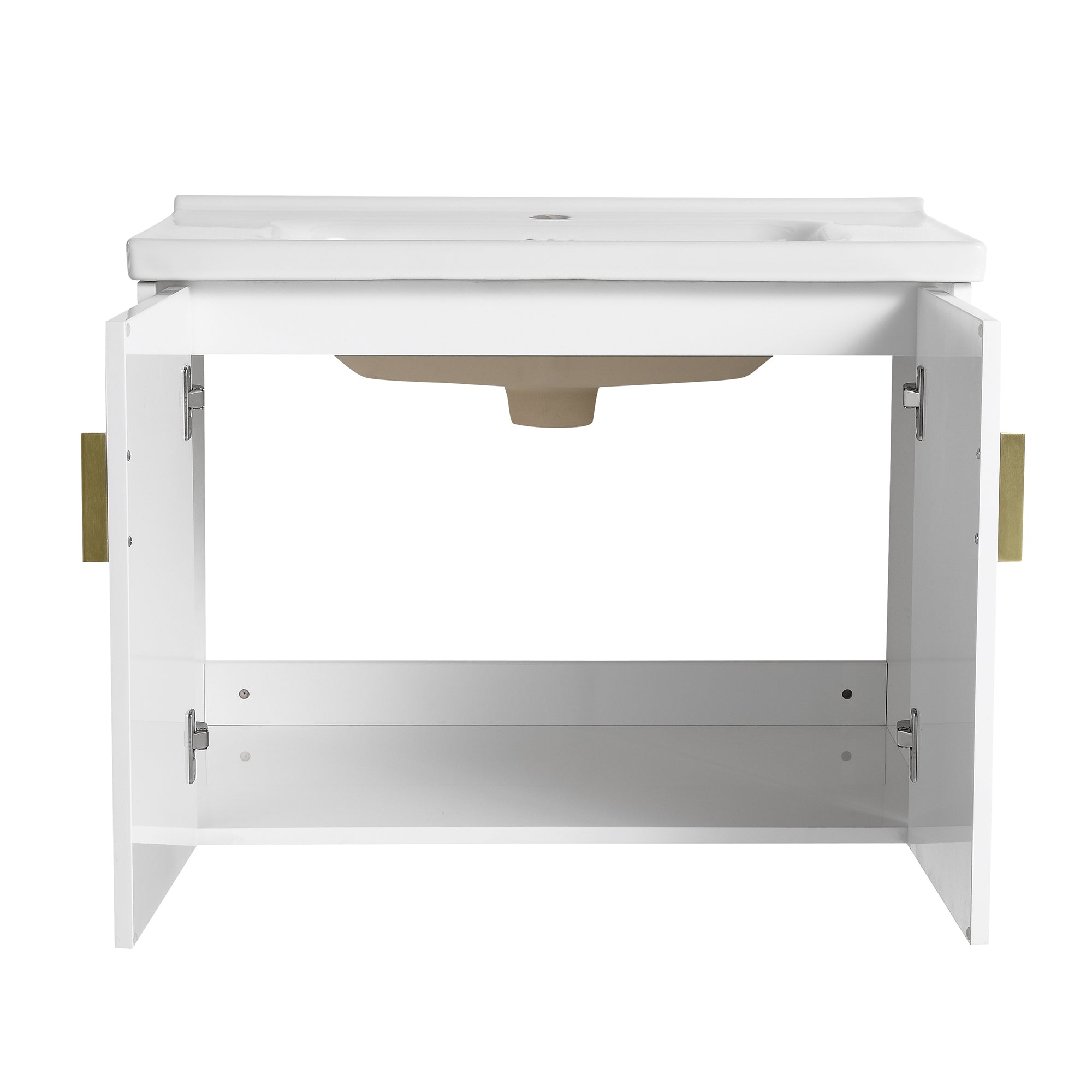 24"/28" inch Wall Mounted Bathroom Vanity Set in White with Integrated Ceramic Sink