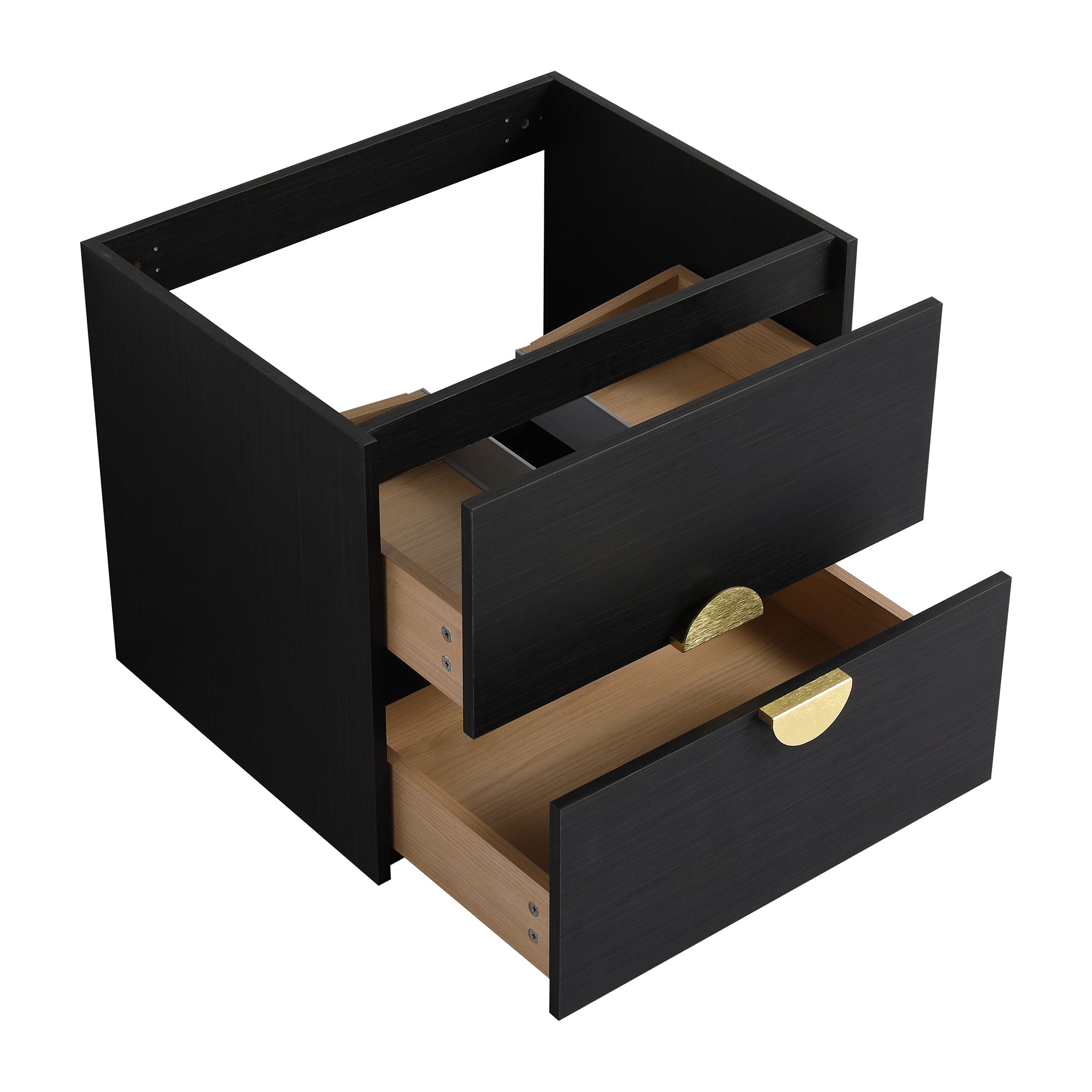 24 inch Wall-Mounted Bathroom Vanity Set in Black with Integrated Ceramic Sink