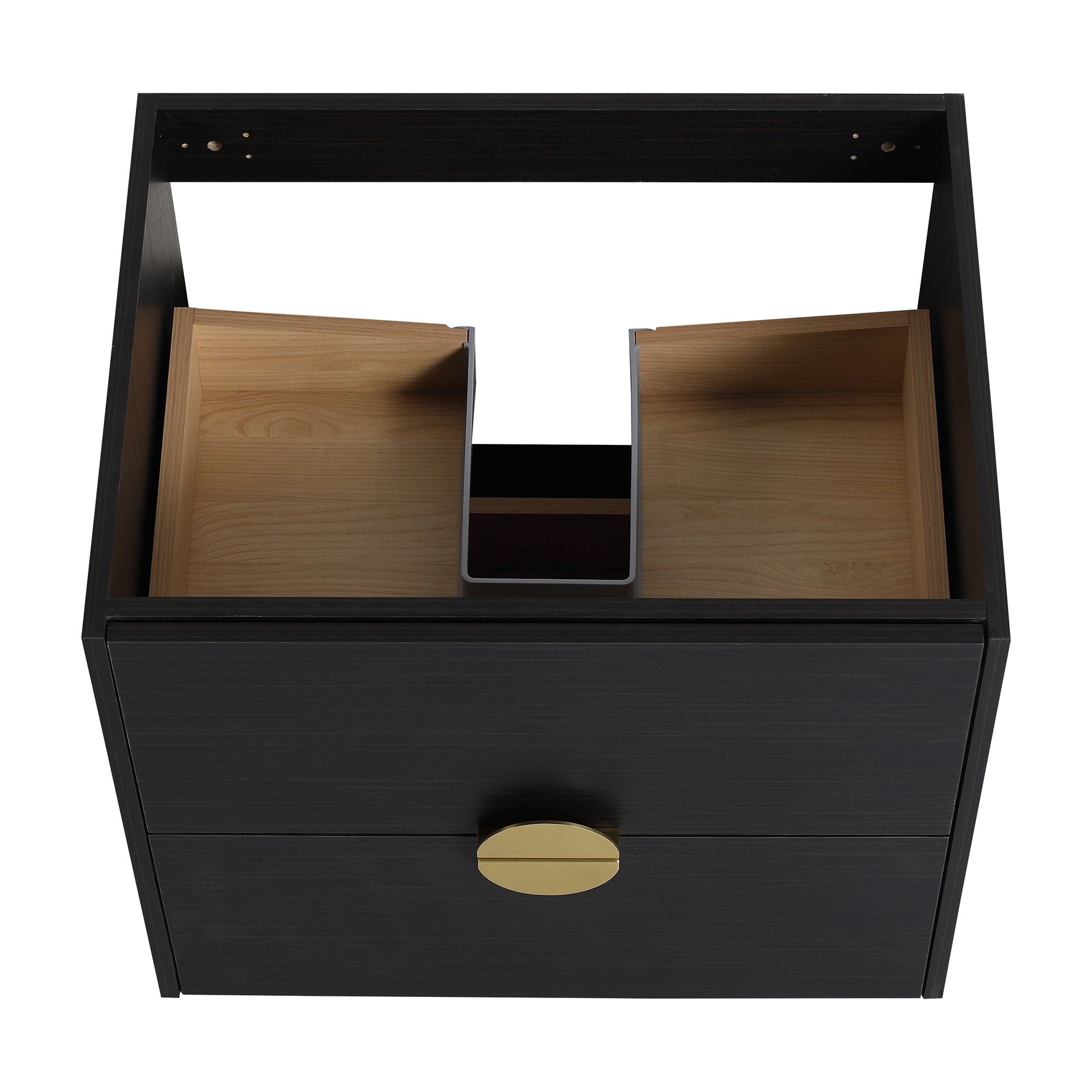 24 inch Wall-Mounted Bathroom Vanity Set in Black with Integrated Ceramic Sink