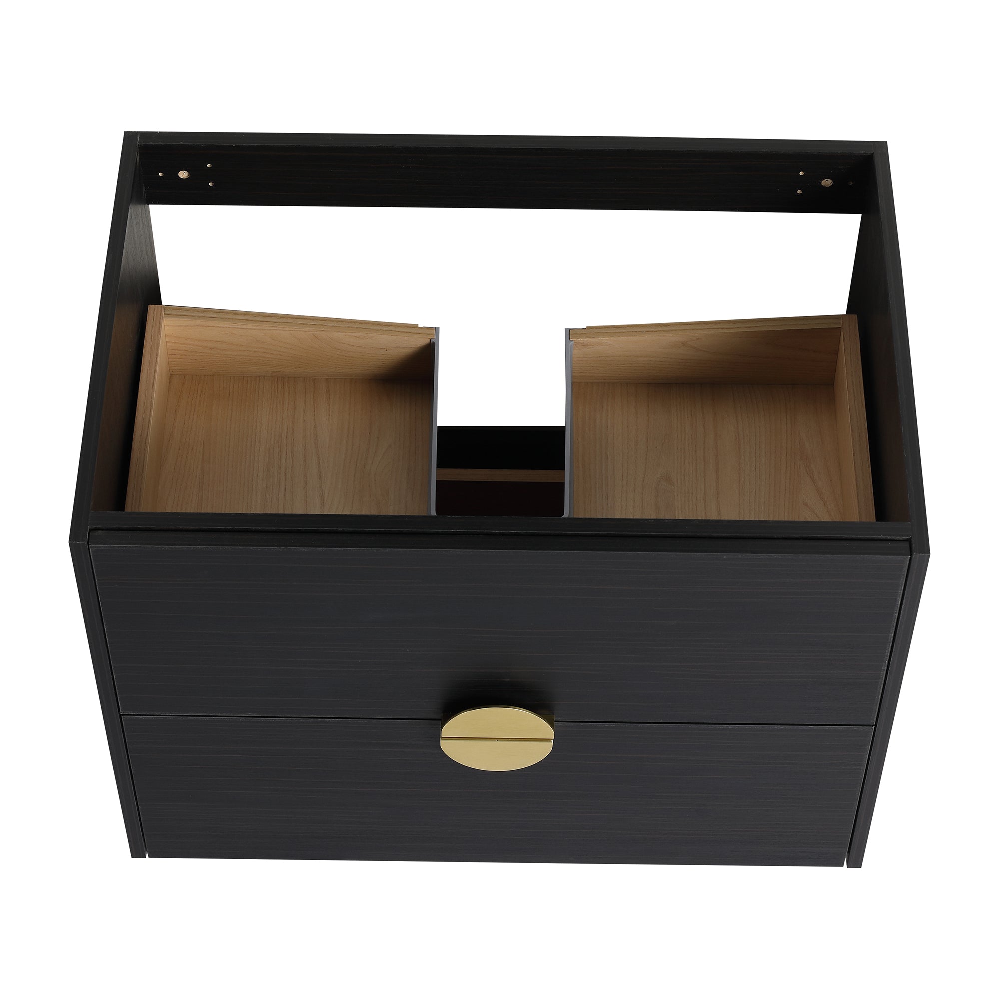 28 inch Wall-Mounted Bathroom Vanity Set in Black with Integrated Ceramic Sink