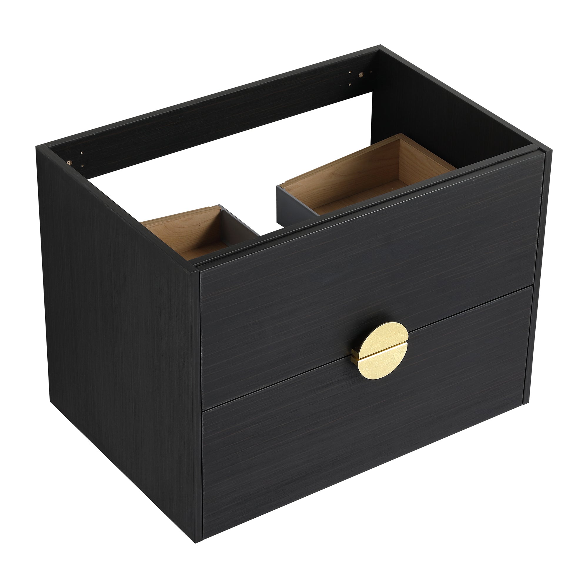 28 inch Wall-Mounted Bathroom Vanity Set in Black with Integrated Ceramic Sink