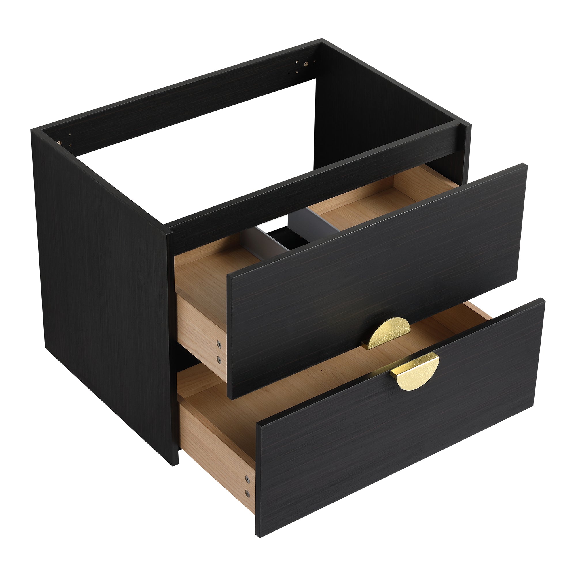 28 inch Wall-Mounted Bathroom Vanity Set in Black with Integrated Ceramic Sink