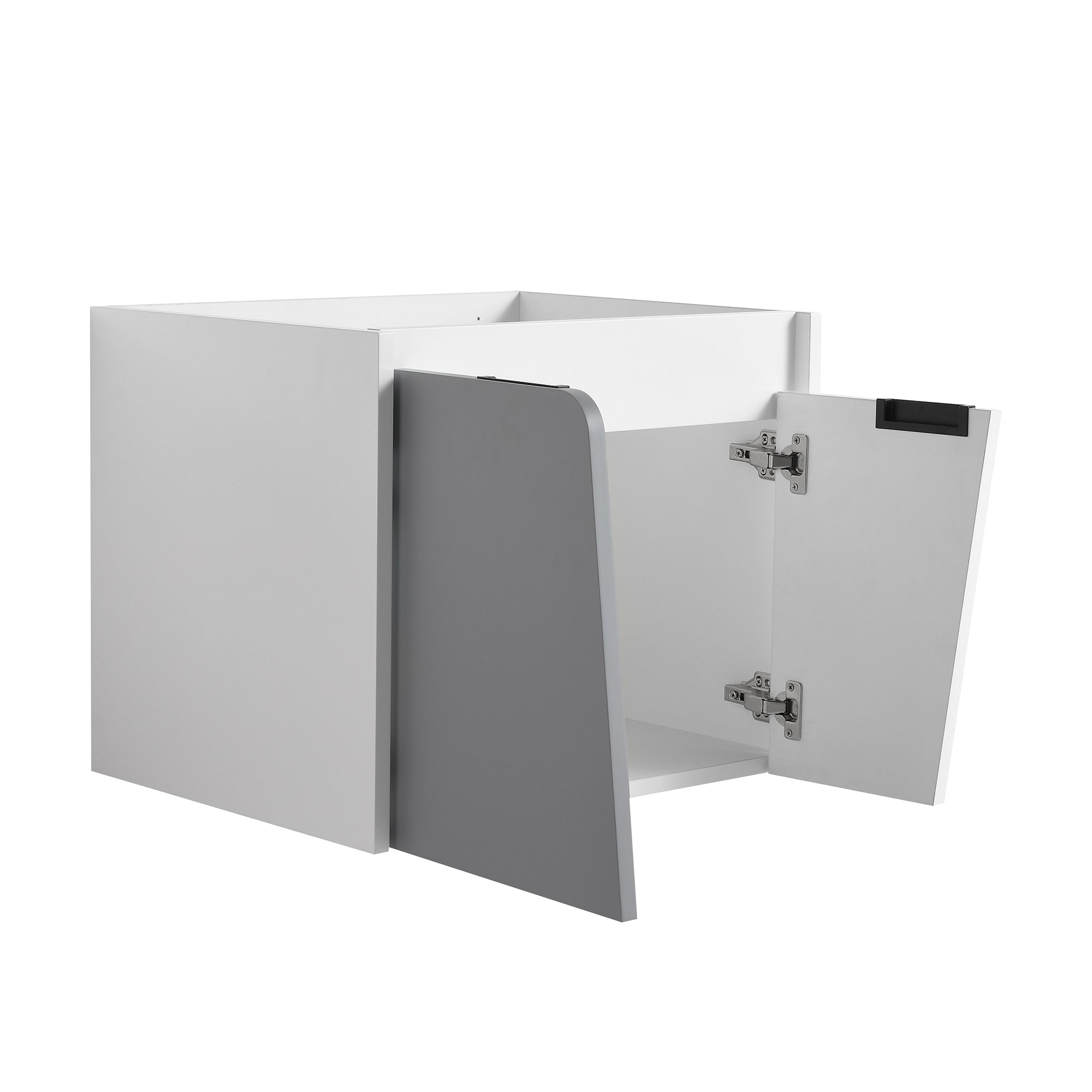 24 inch Wall-Mounted Bathroom Vanity Set in White with Integrated Ceramic Sink