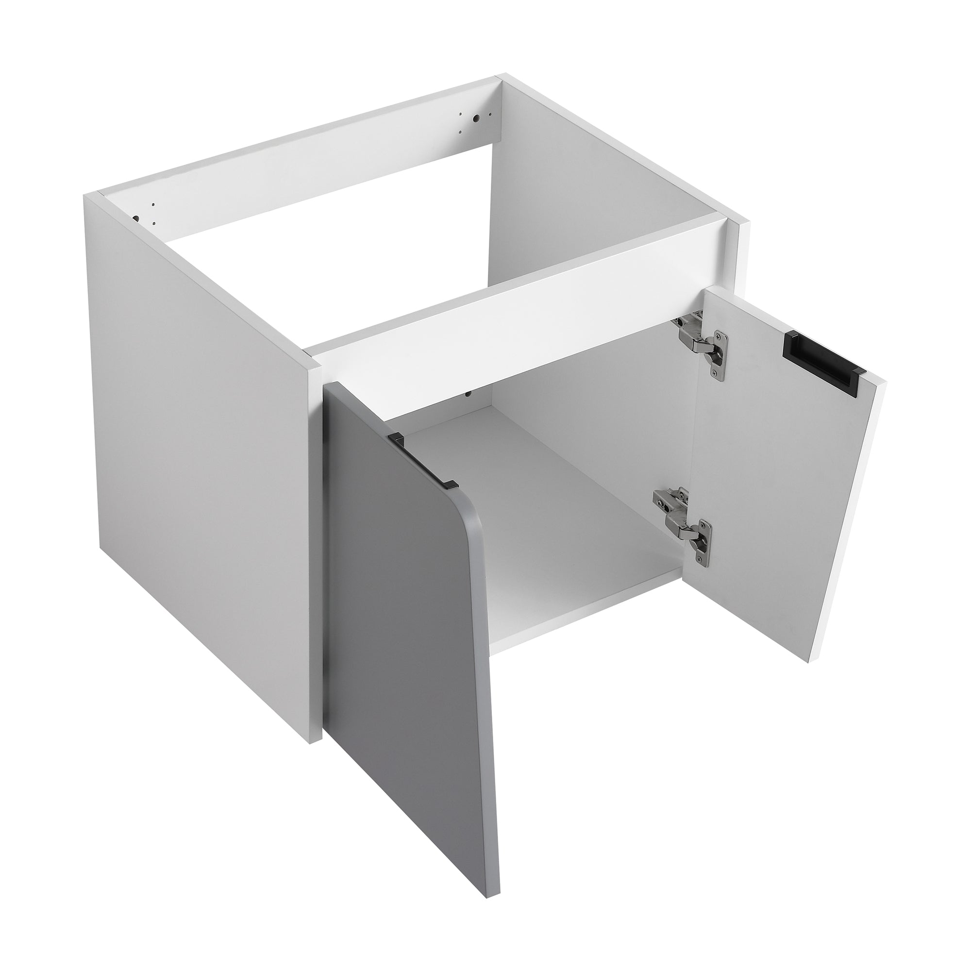 24 inch Wall-Mounted Bathroom Vanity Set in White with Integrated Ceramic Sink