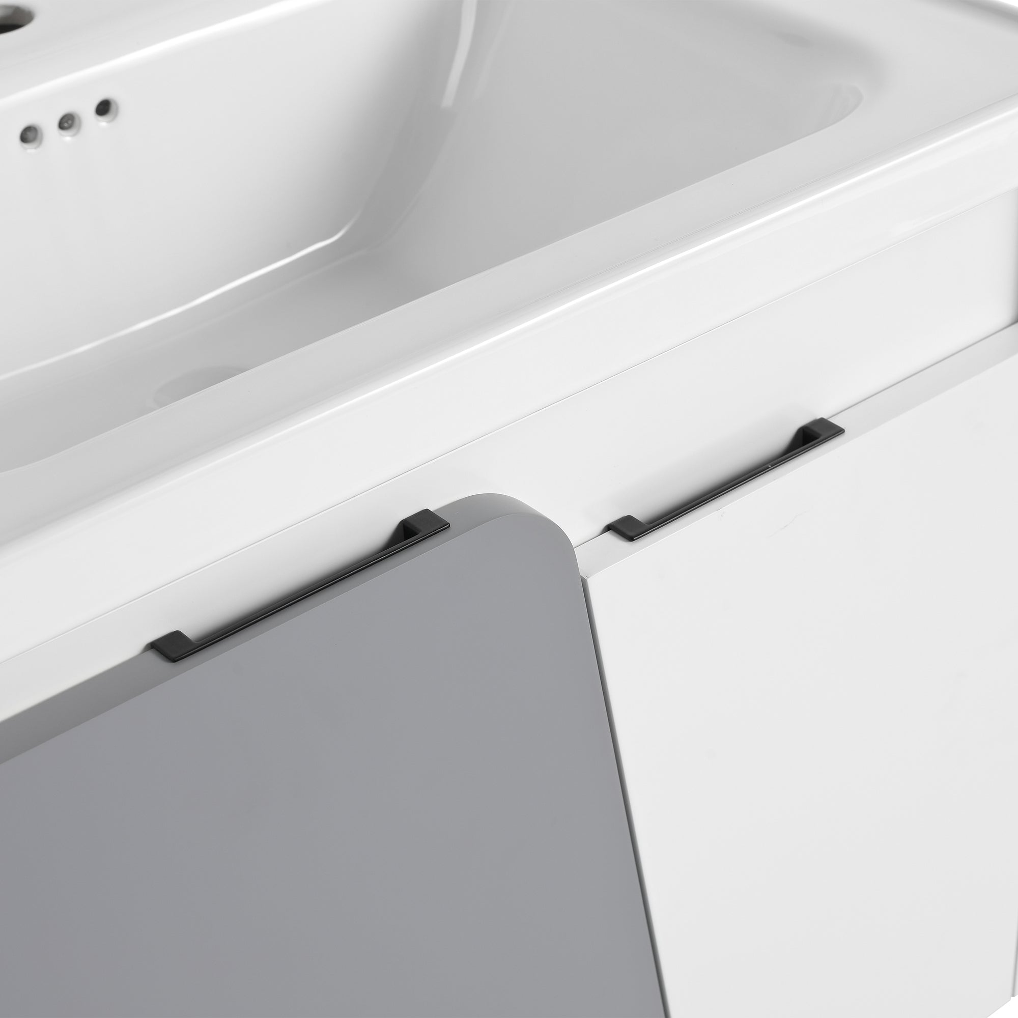24 inch Wall-Mounted Bathroom Vanity Set in White with Integrated Ceramic Sink