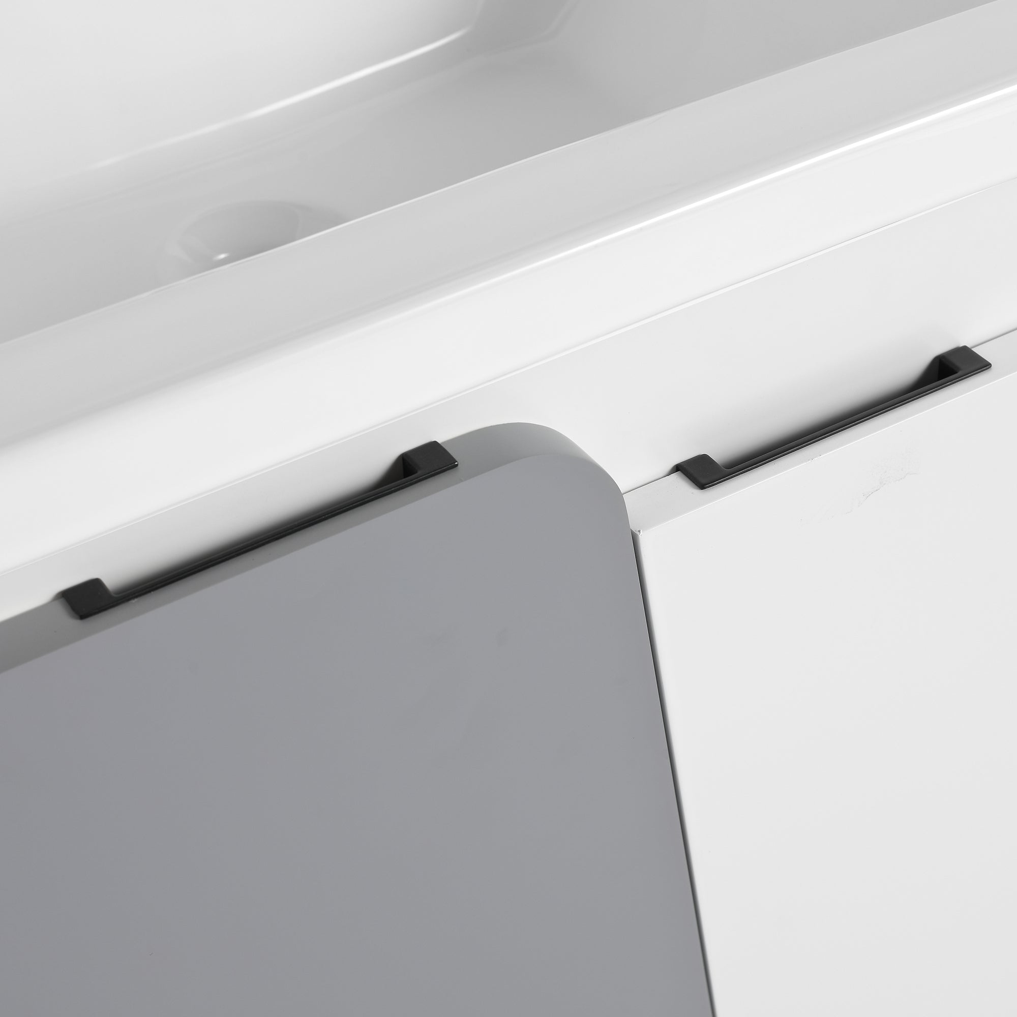 24 inch Wall-Mounted Bathroom Vanity Set in White with Integrated Ceramic Sink