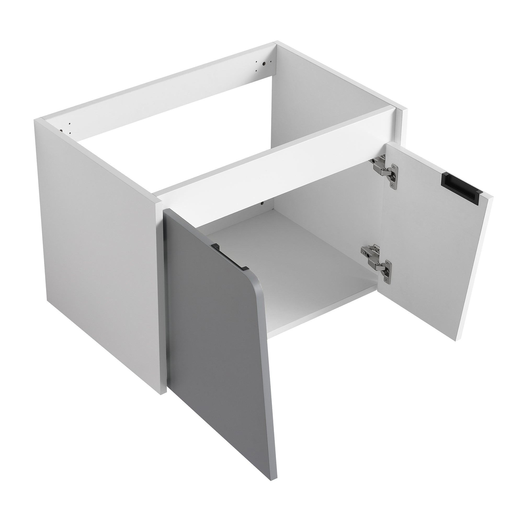 24 inch Wall-Mounted Bathroom Vanity Set in White with Integrated Ceramic Sink