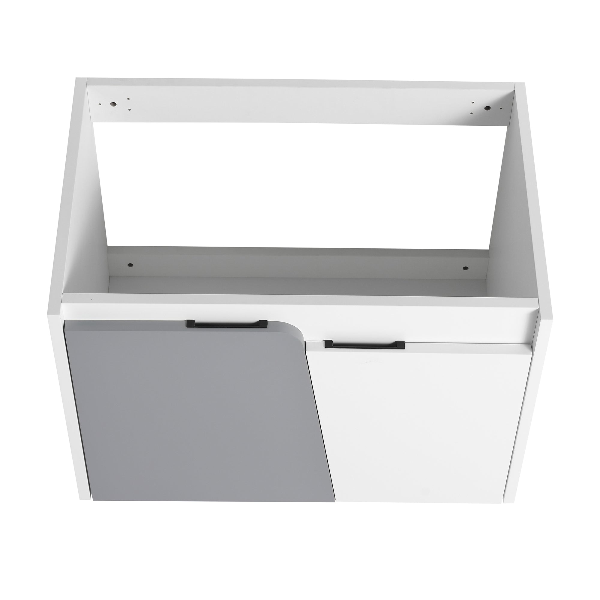 24 inch Wall-Mounted Bathroom Vanity Set in White with Integrated Ceramic Sink