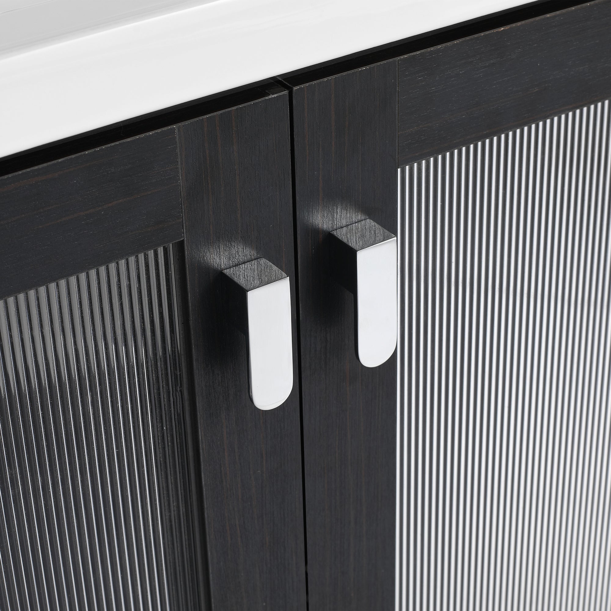 28/32 inch Wall-Mounted Bathroom Vanity Set in Black with Integrated Ceramic Sink