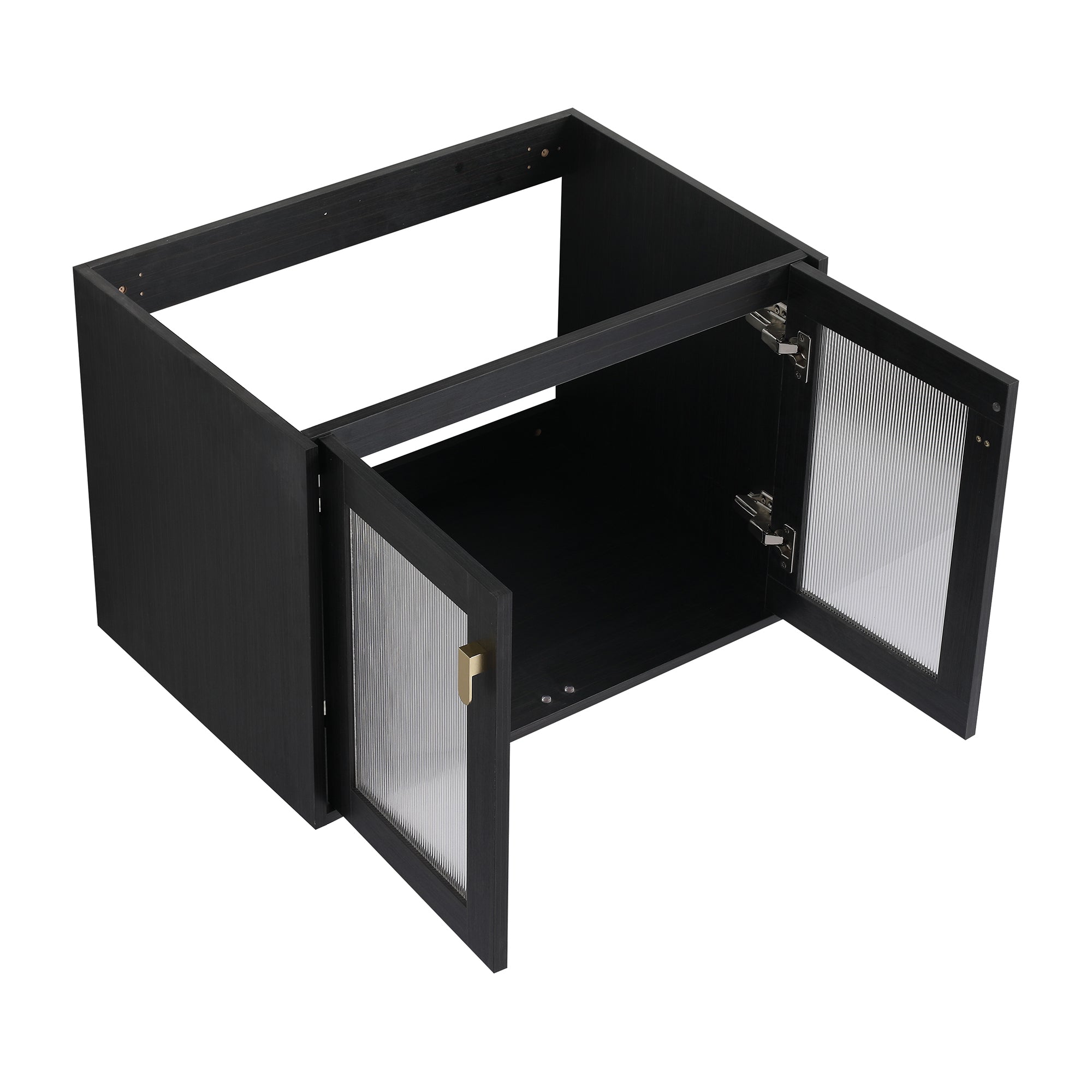 28/32 inch Wall-Mounted Bathroom Vanity Set in Black with Integrated Ceramic Sink