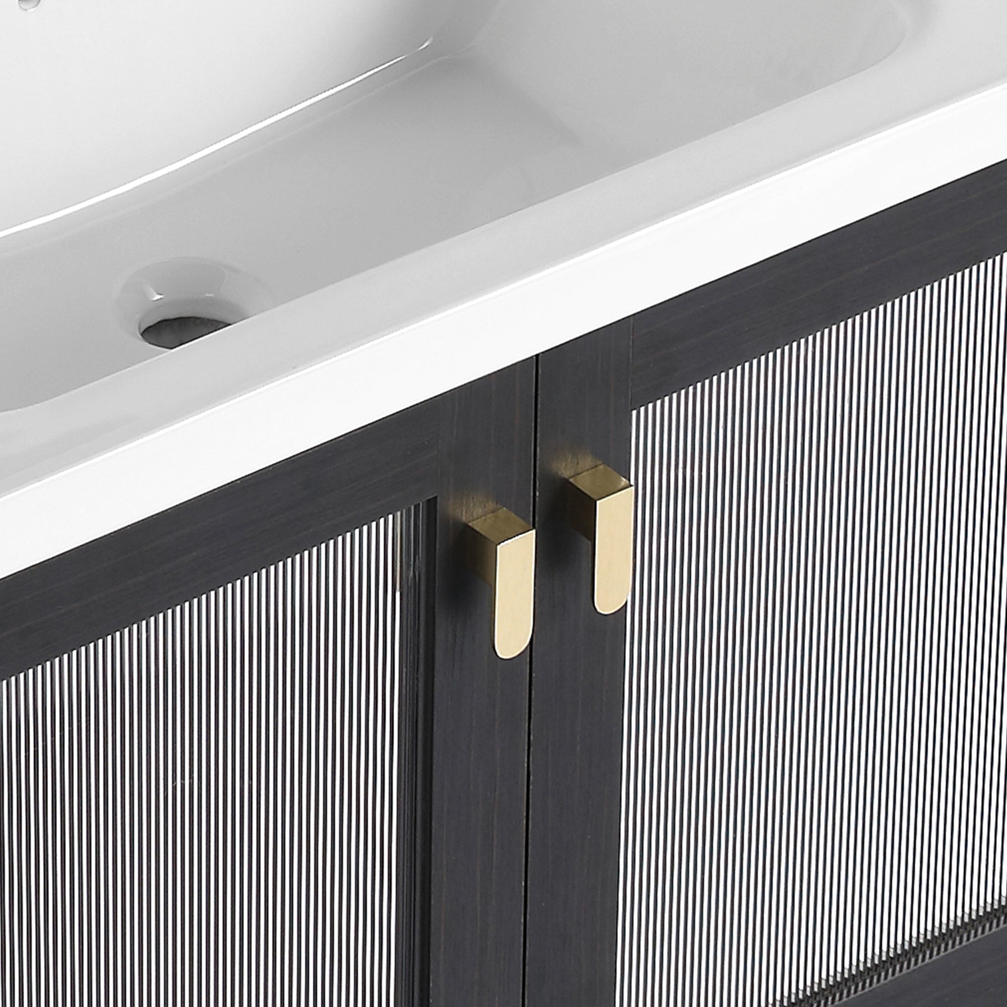 28/32 inch Wall-Mounted Bathroom Vanity Set in Black with Integrated Ceramic Sink