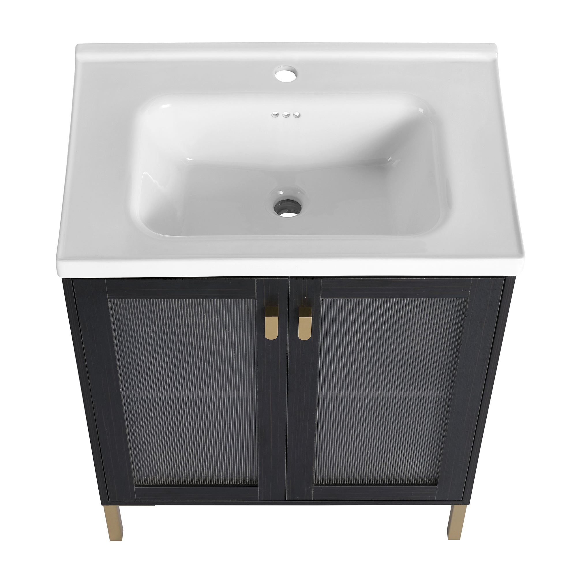 24/32 inch Freestanding Bathroom Vanity Set in Black with Integrated Ceramic Sink